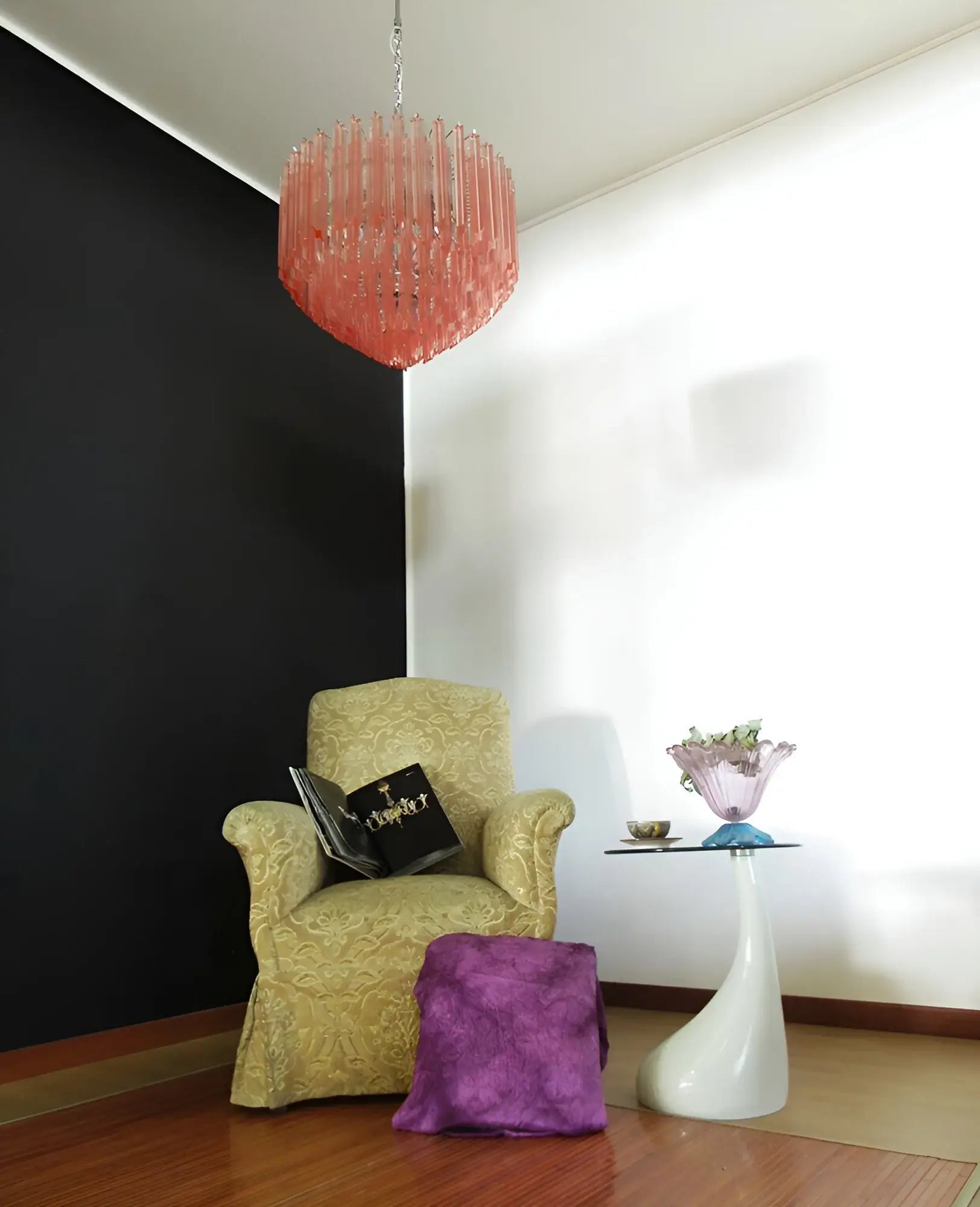 Aurora Chandelier Pink Glass Prisms Geometric - Neutralighting