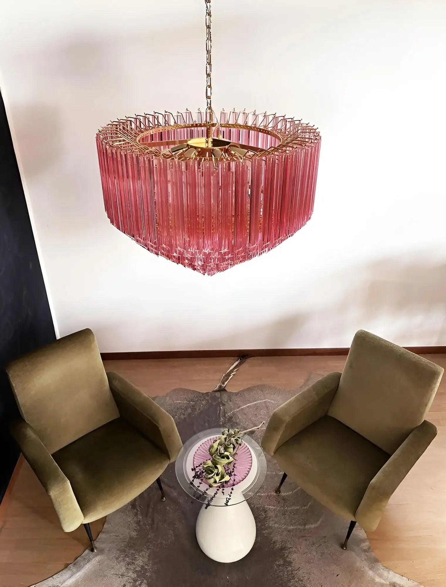 Aurora Chandelier Pink Glass Prisms Geometric - Neutralighting