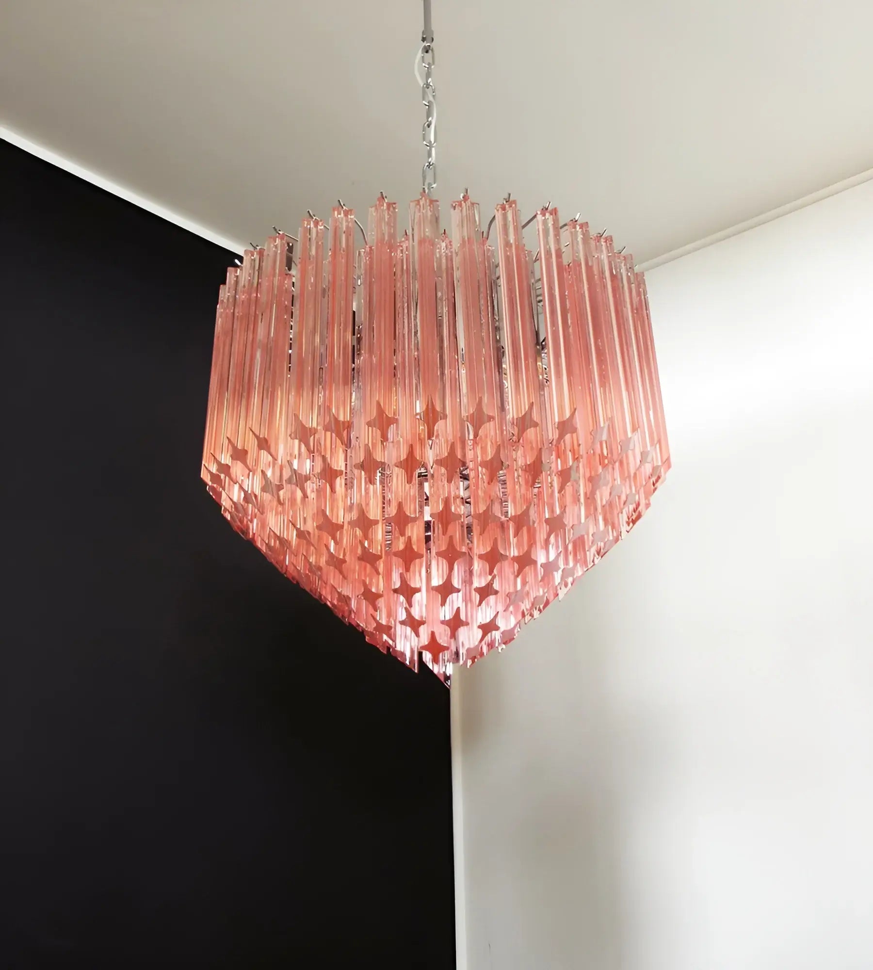 Aurora Chandelier Pink Glass Prisms Geometric - Neutralighting