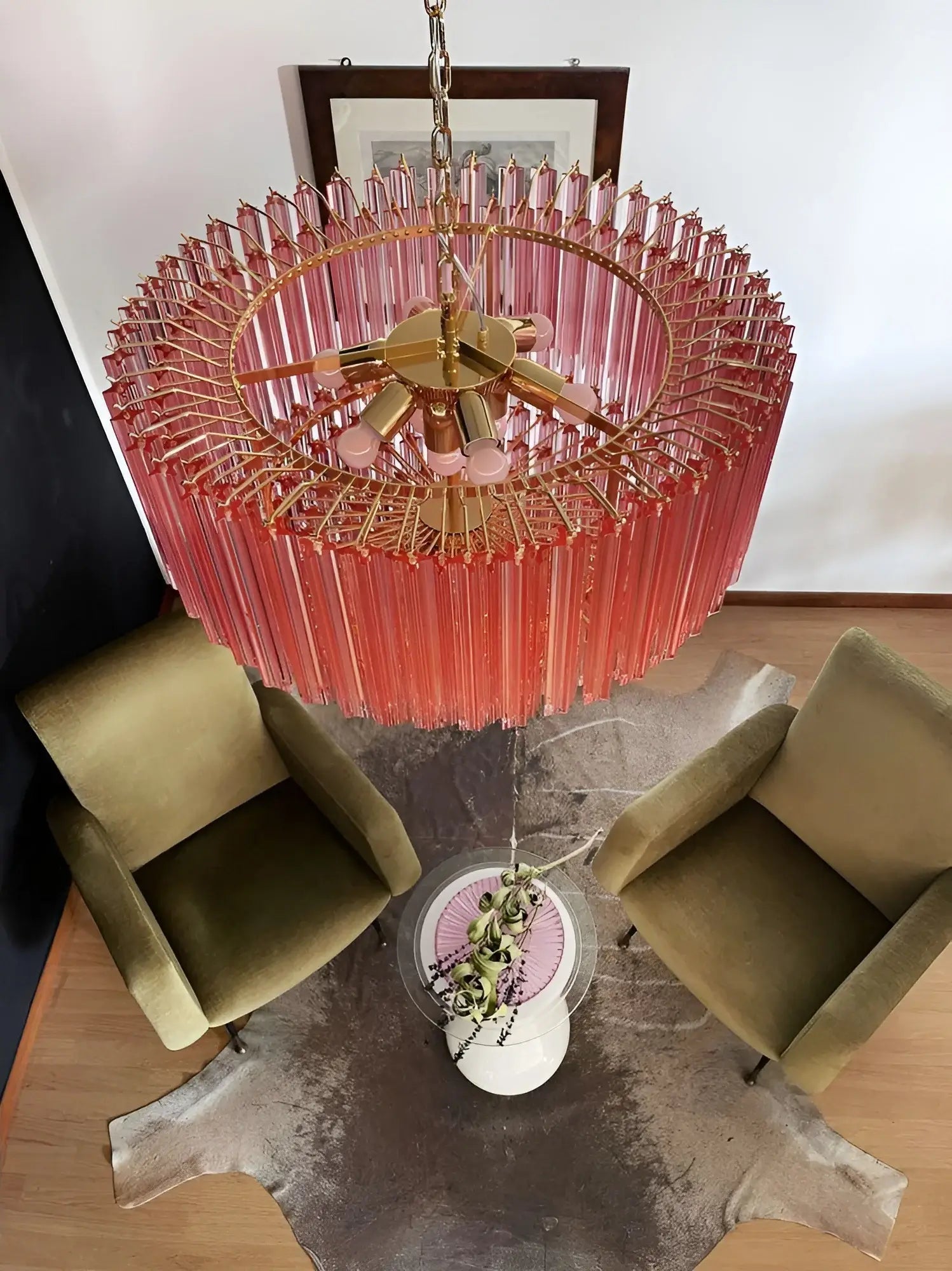 Aurora Chandelier Pink Glass Prisms Geometric - Neutralighting