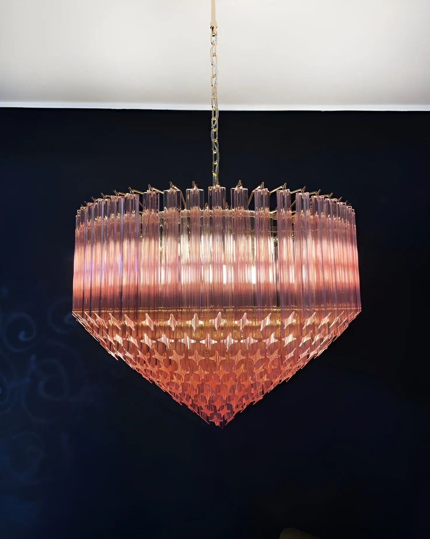 Aurora Chandelier Pink Glass Prisms Geometric - Neutralighting