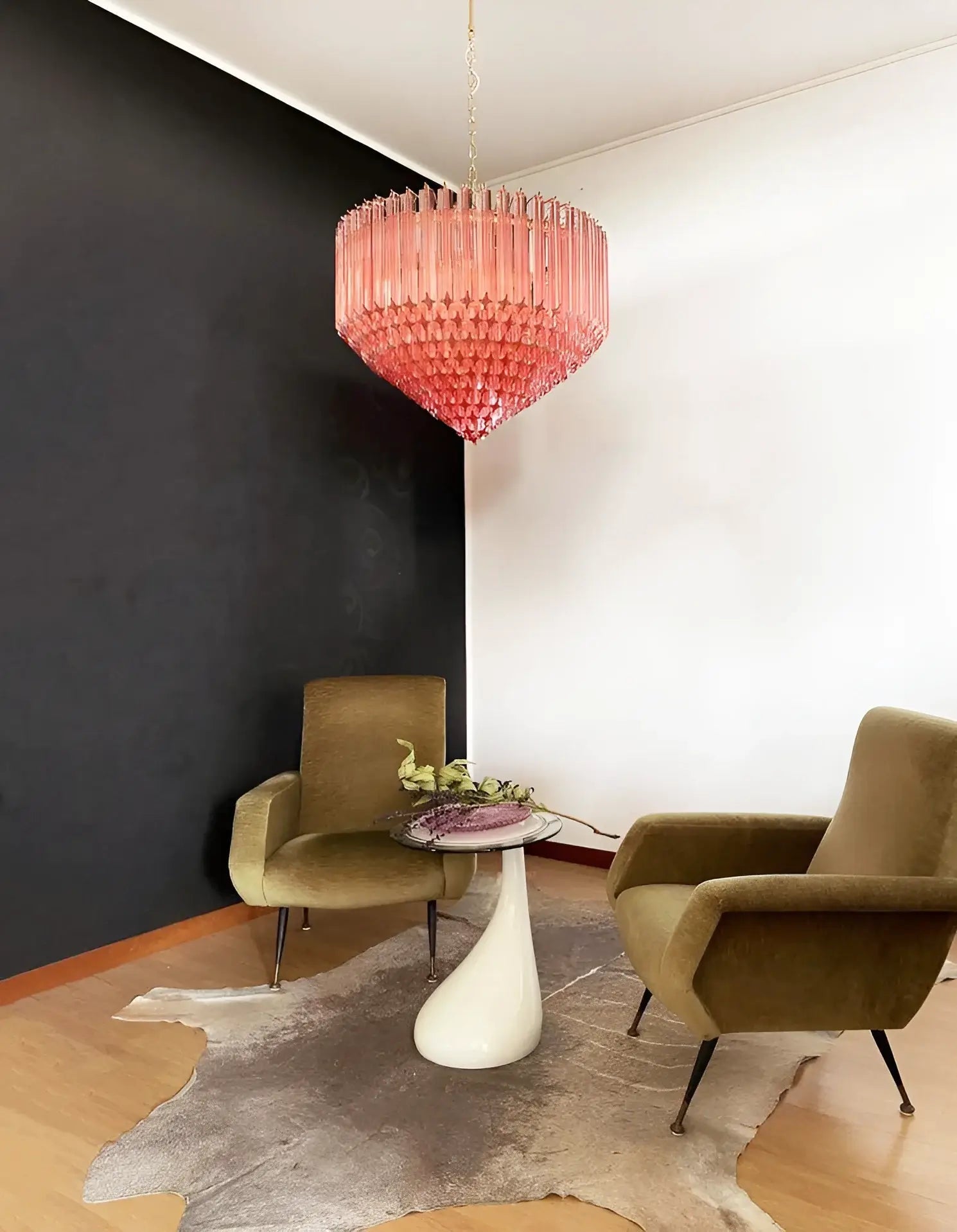 Aurora Chandelier Pink Glass Prisms Geometric - Neutralighting