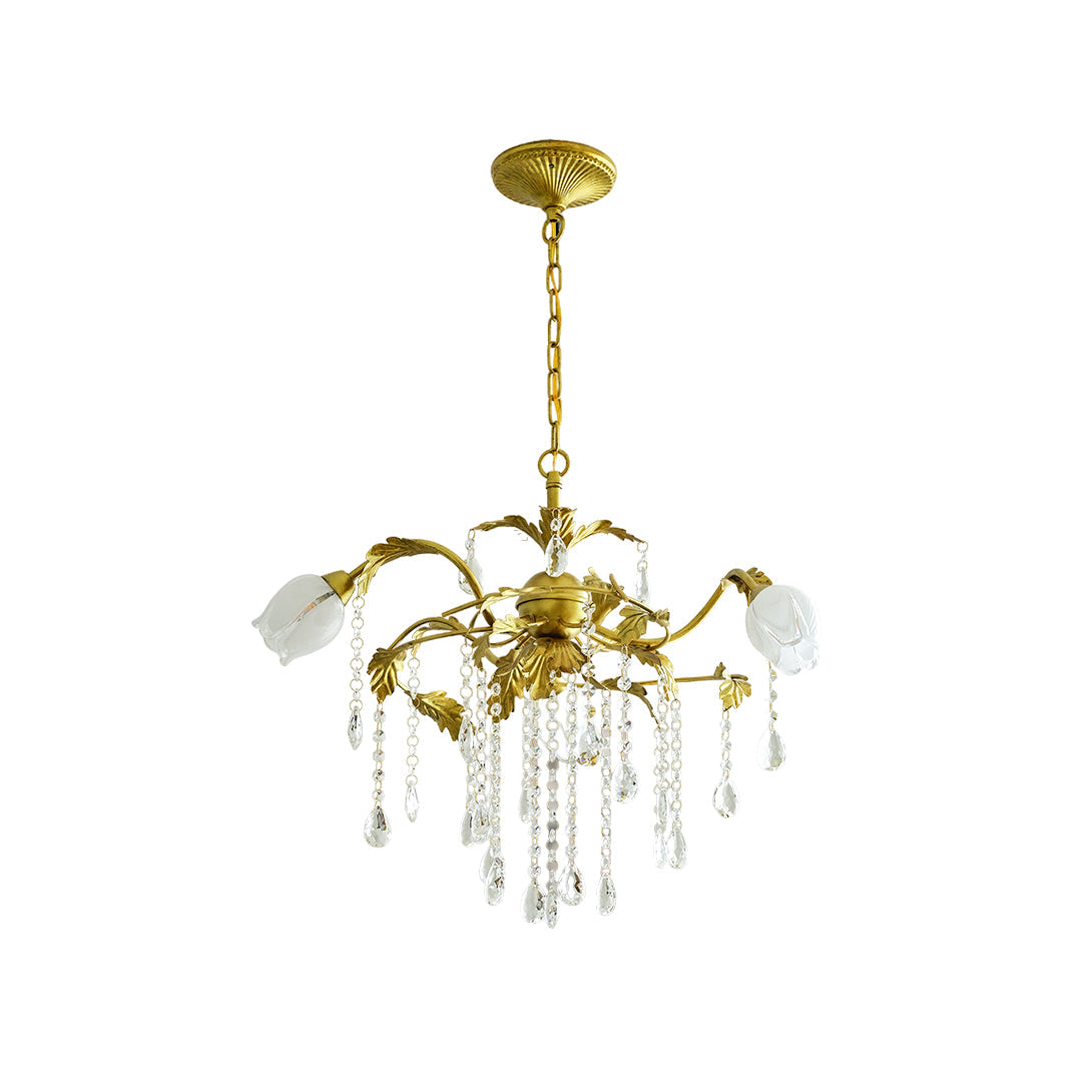 Vasorus Vintage Industrial Brass Crystal Chandelier - Letslighting