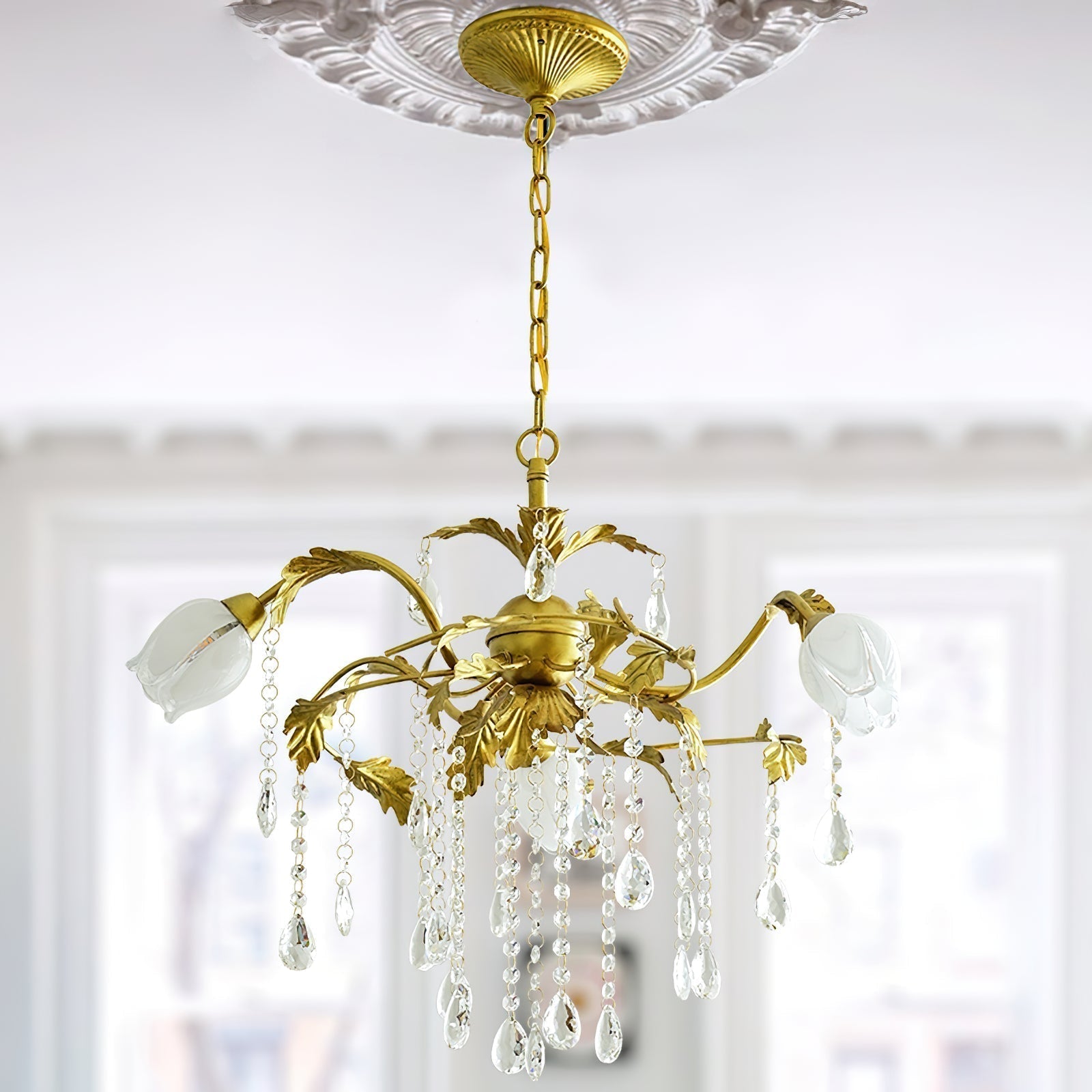 Vasorus Vintage Industrial Brass Crystal Chandelier - Letslighting