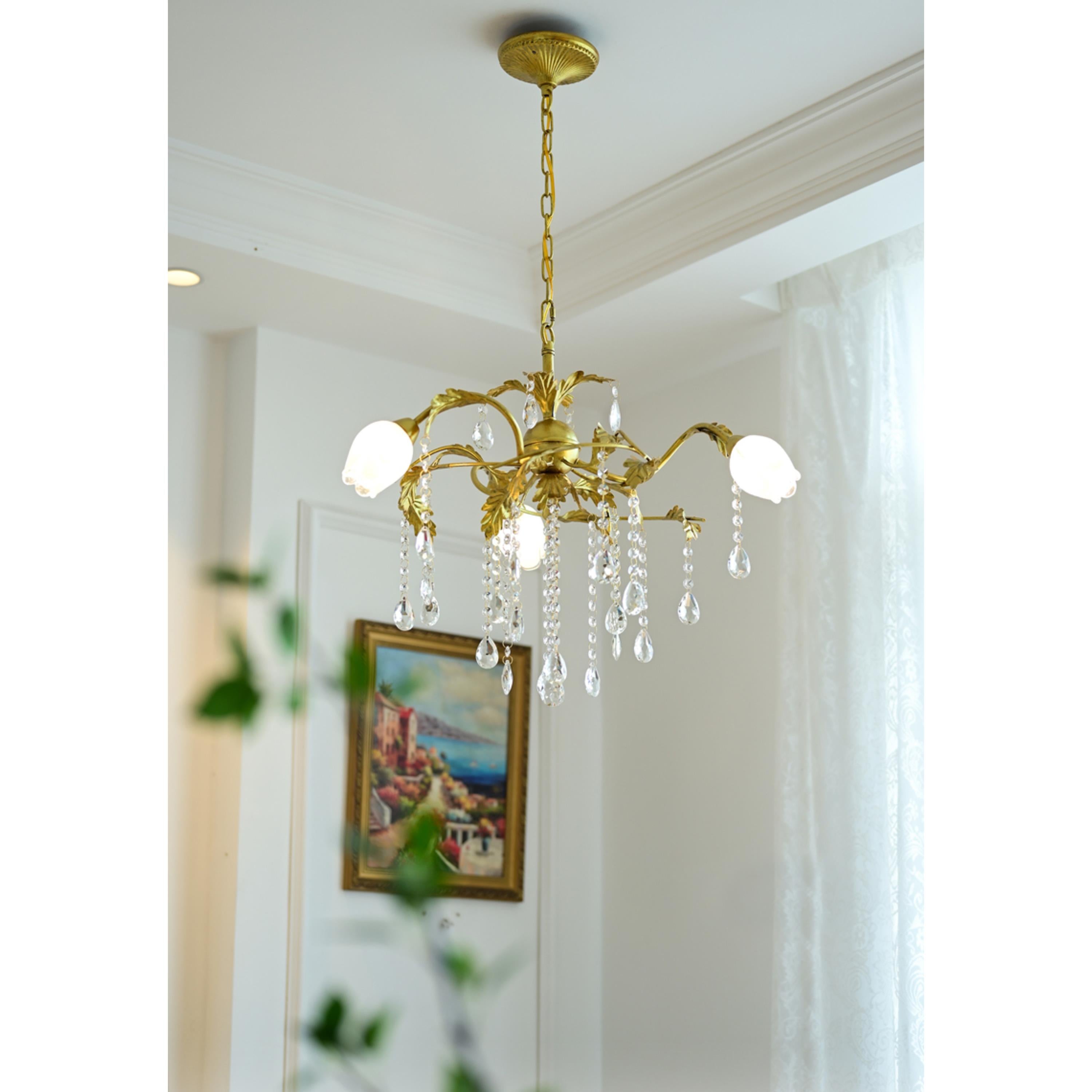 Vasorus Vintage Industrial Brass Crystal Chandelier - Letslighting
