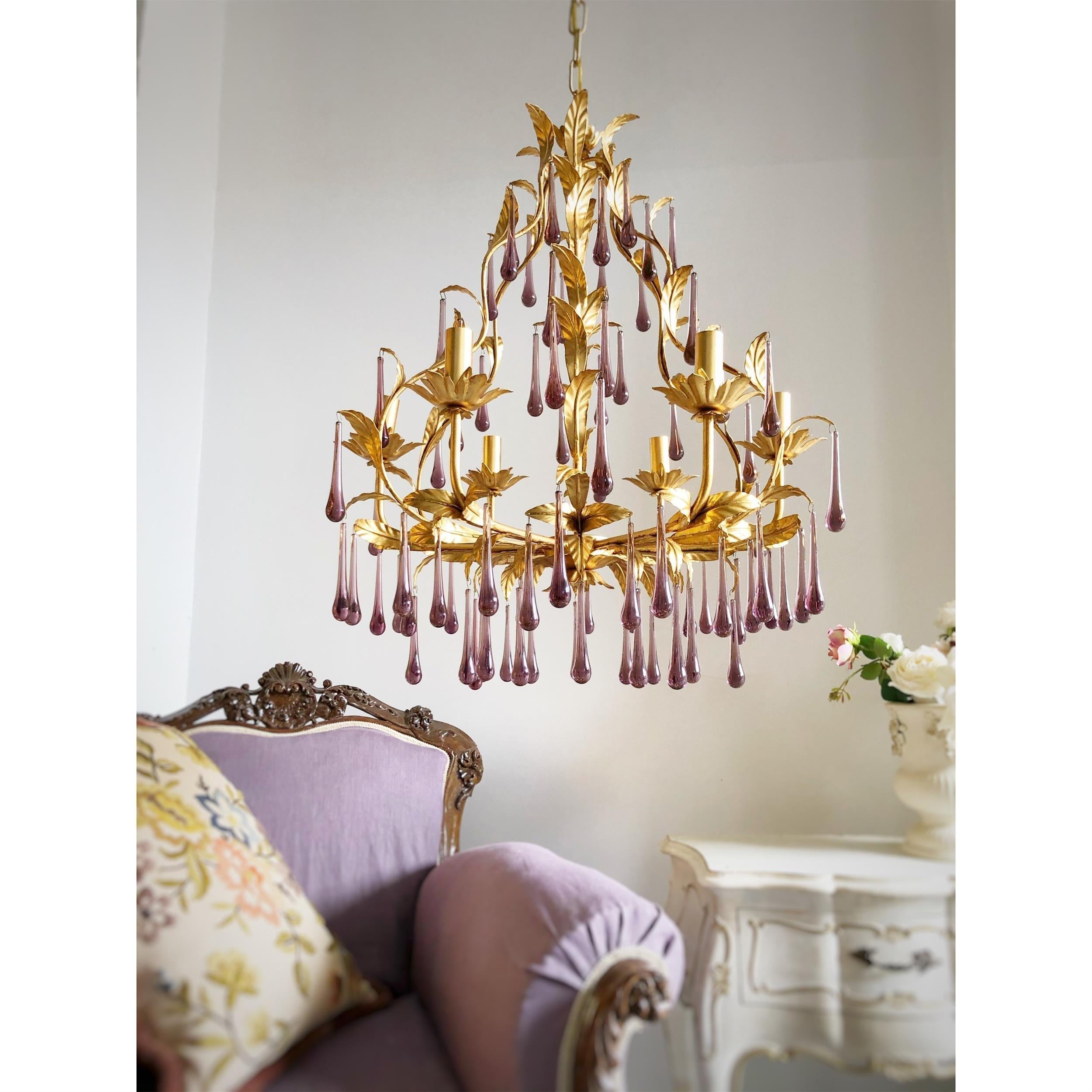 Ilvenel Postmoderner Luxus-Kronleuchter aus Violettem Glas-Letslighting