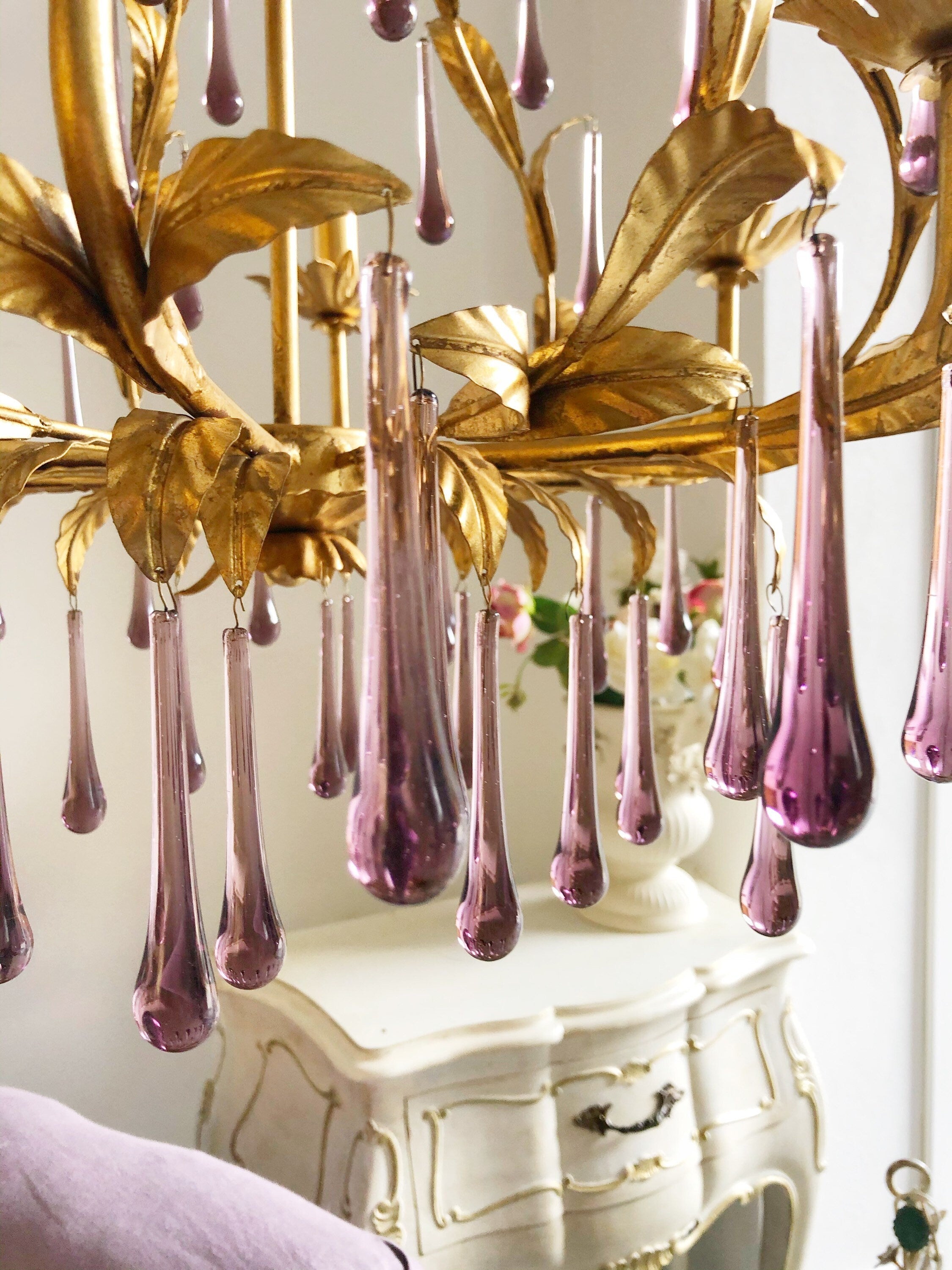Ilvenel Postmoderner Luxus-Kronleuchter aus Violettem Glas-Letslighting