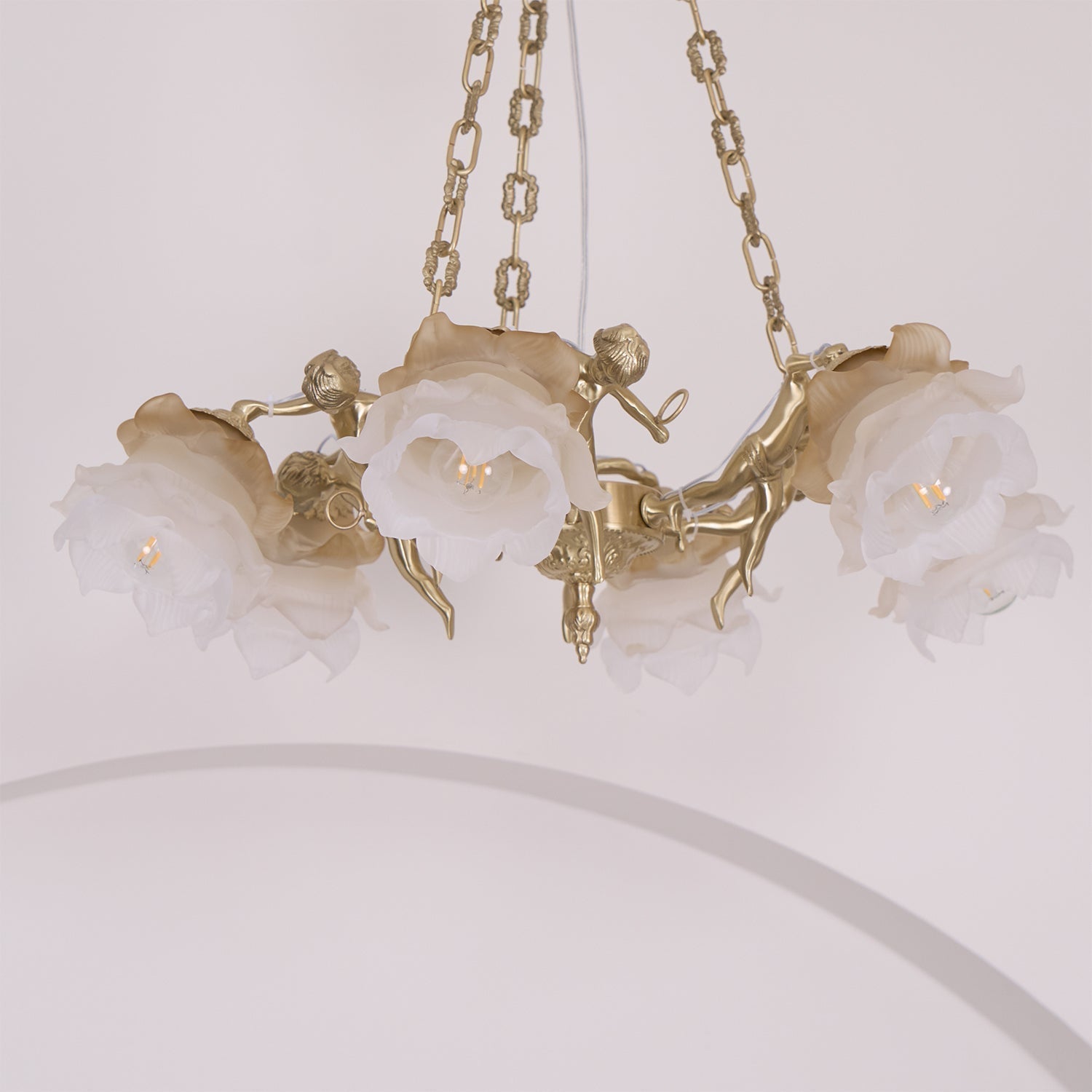 Lustra Kronleuchter Messing Aufhängung Blume Vintage-Letslighting
