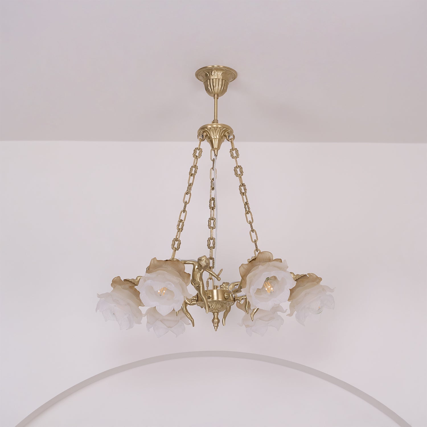 Lustra Kronleuchter Messing Aufhängung Blume Vintage-Letslighting