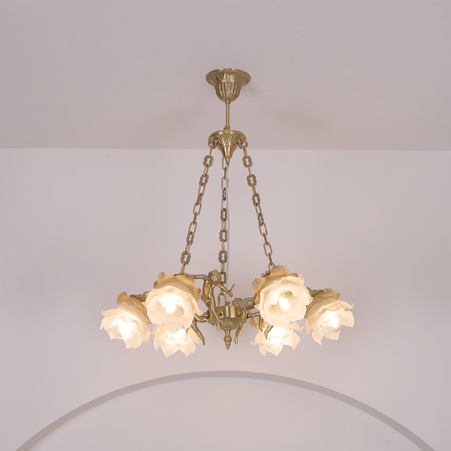 Lustra Kronleuchter Messing Aufhängung Blume Vintage-Letslighting