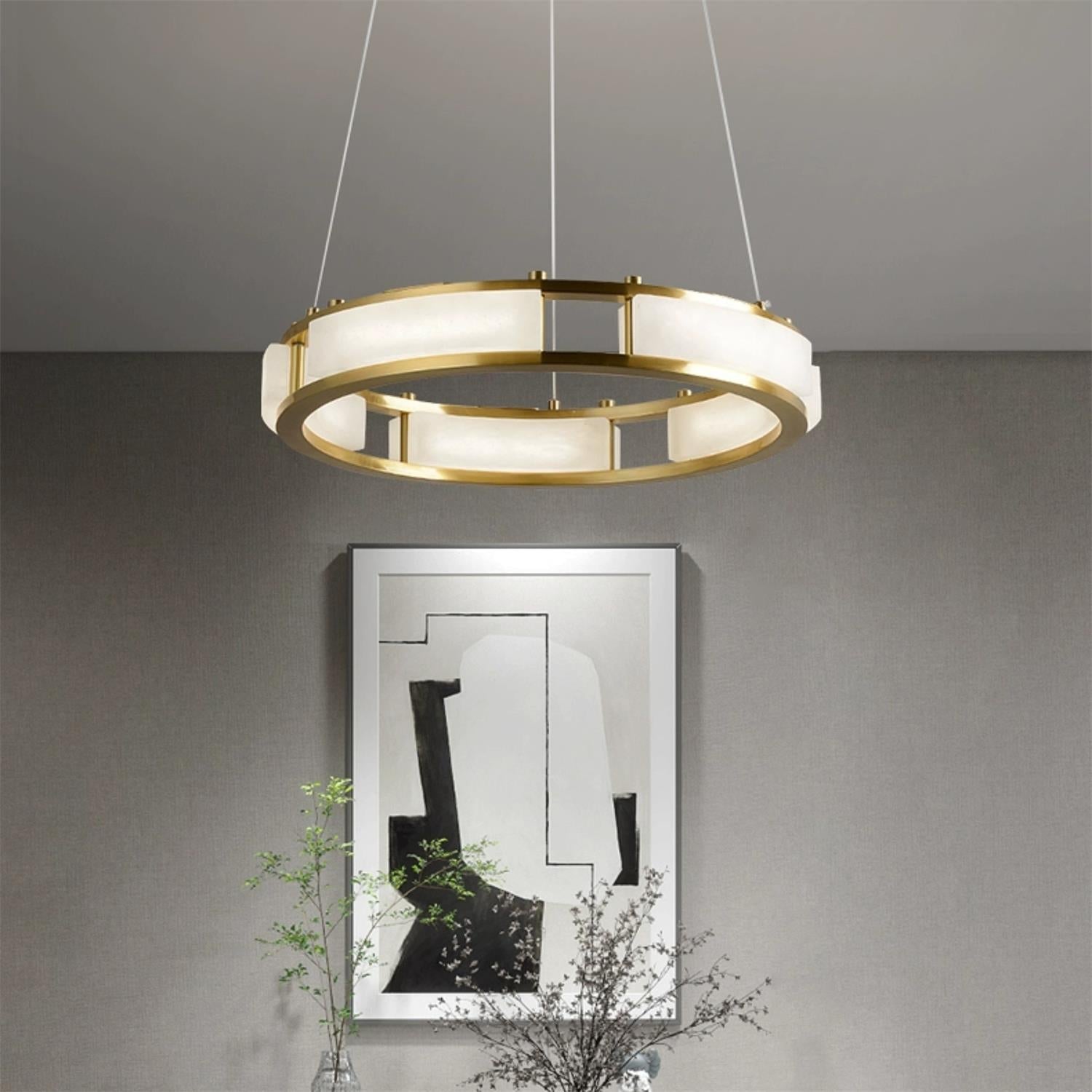 Cuzora Modern Minimalist Brass Alabaster Chandelier - Letslighting