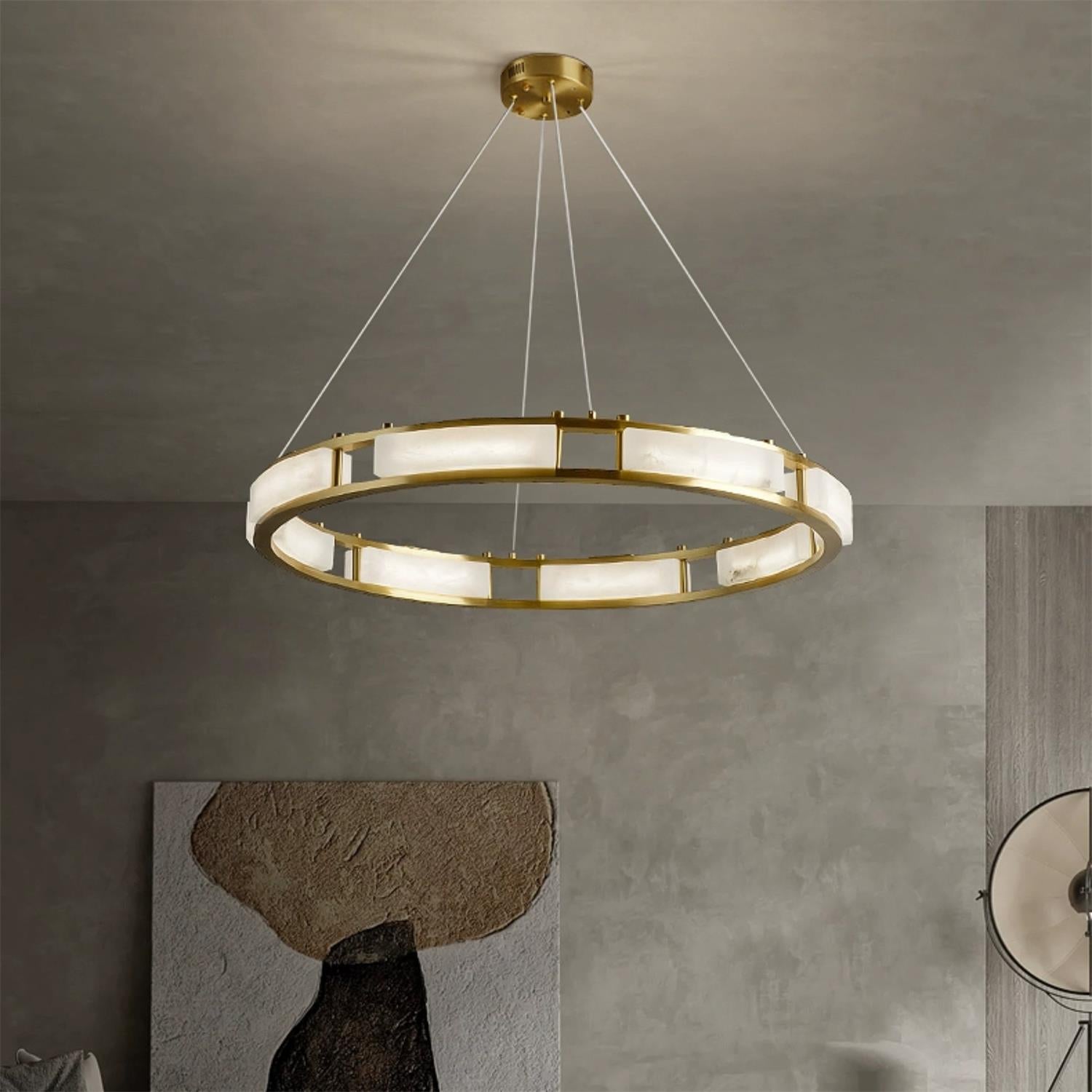 Cuzora Modern Minimalist Brass Alabaster Chandelier - Letslighting