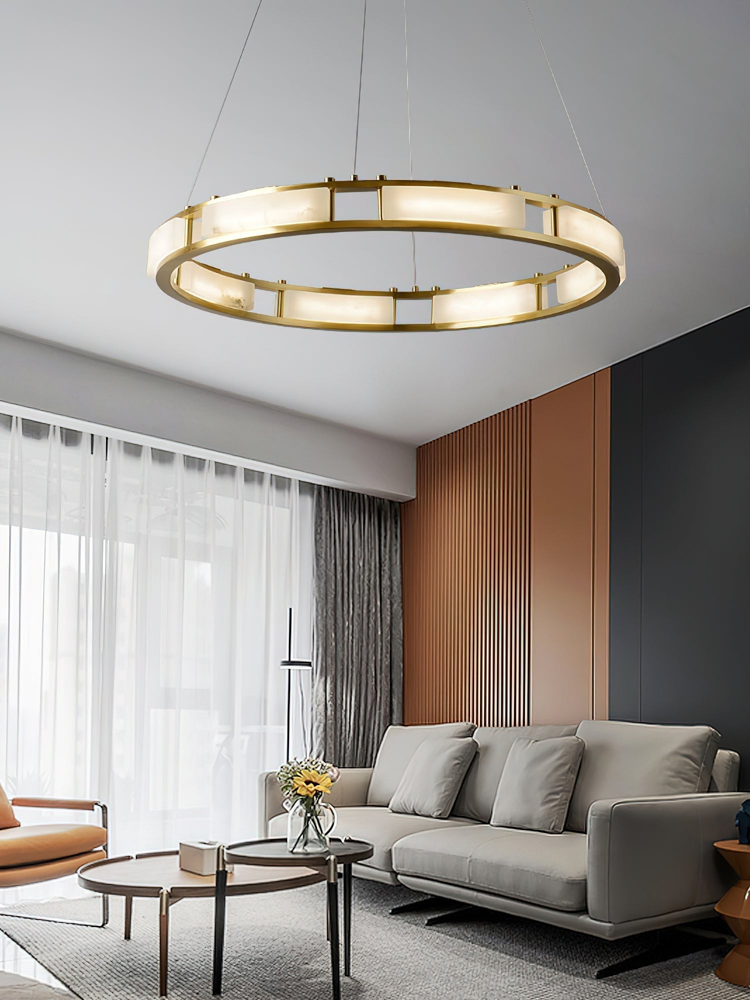Cuzora Modern Minimalist Brass Alabaster Chandelier - Letslighting