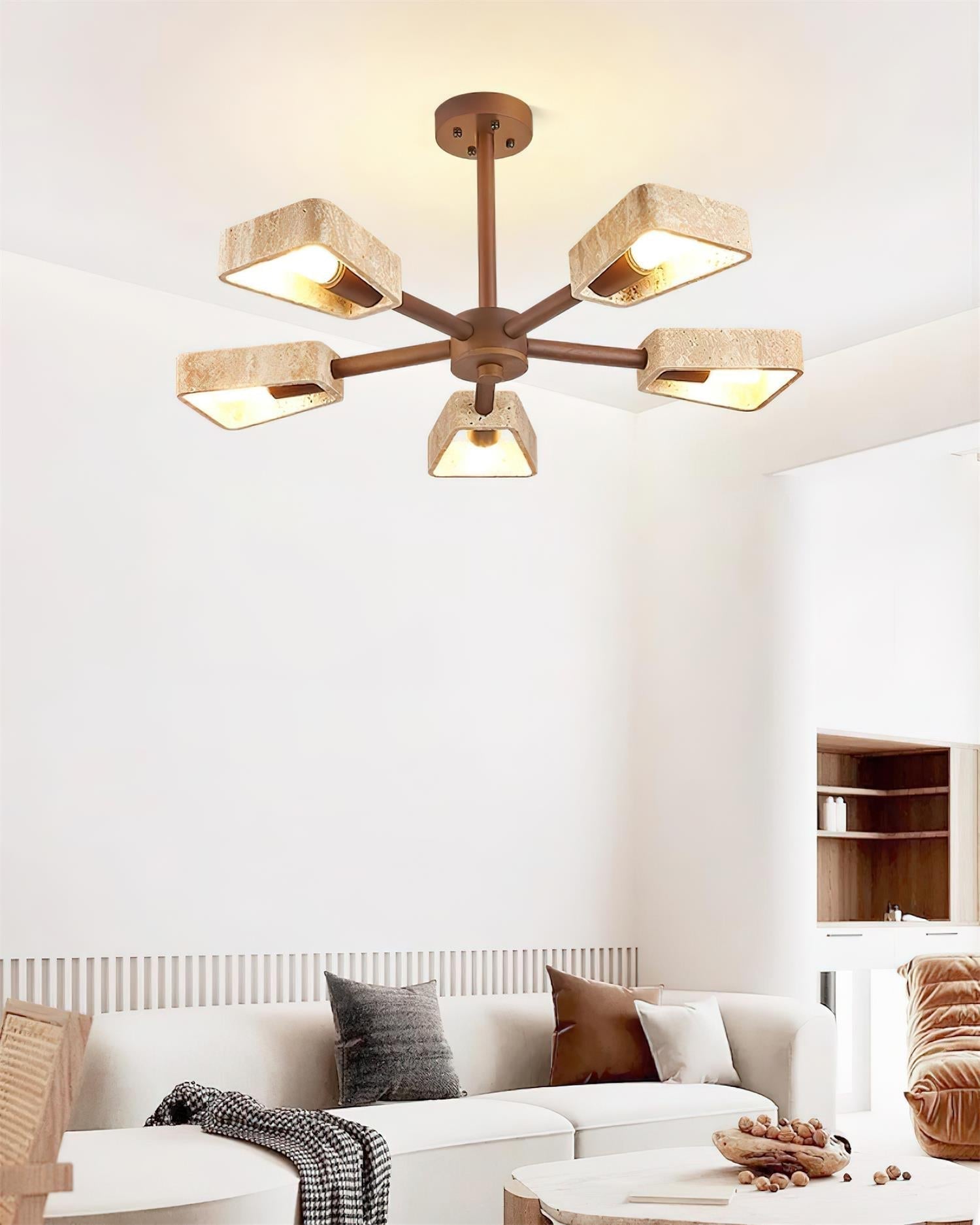 Feyno Minimalistische Deckenleuchte aus Travertinholz-Letslighting