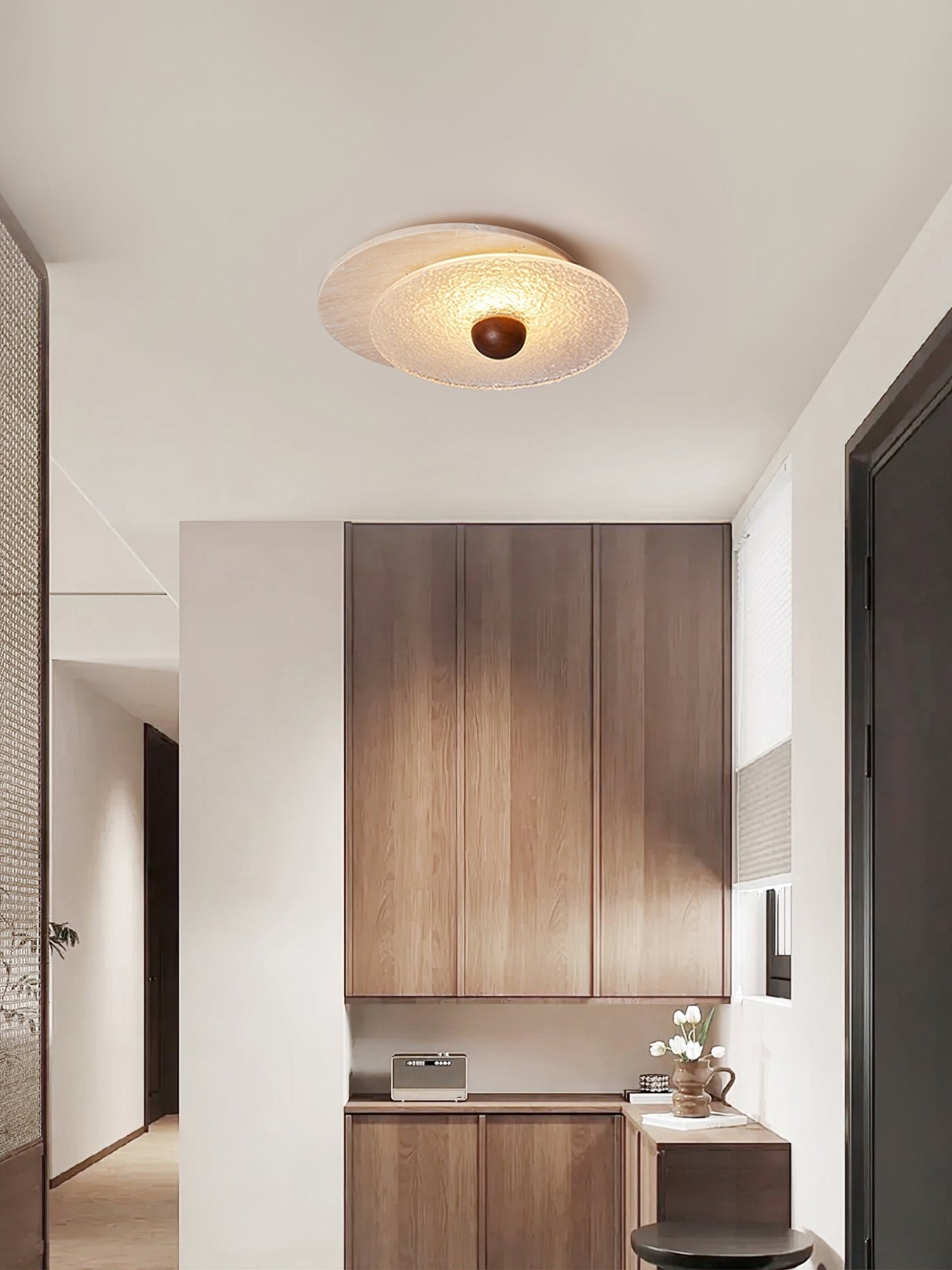 Orlora Circular Travertine Ceiling Light - Neutralighting