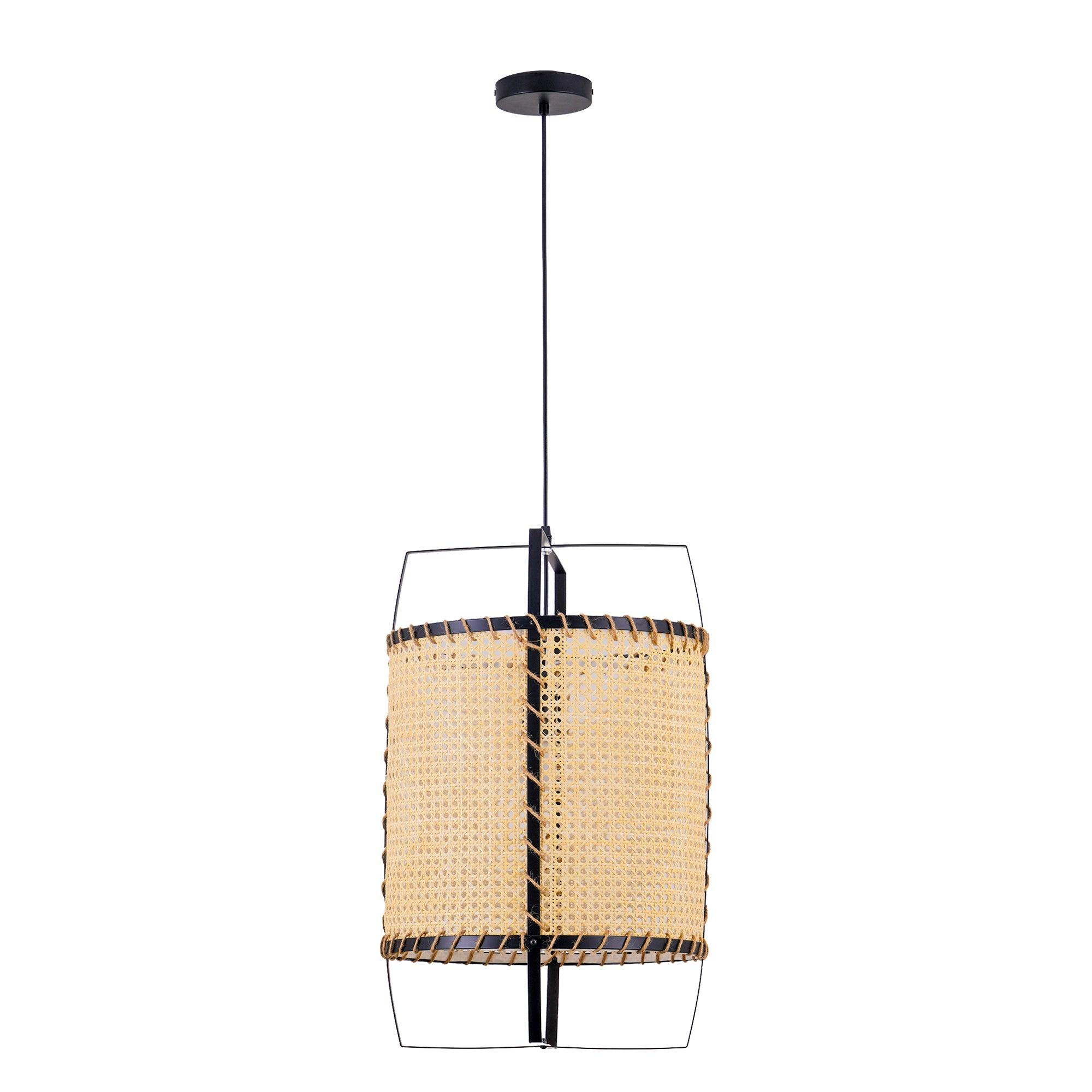 Solara Pendelleuchte Rattan Geflecht Rahmen Industrie-Letslighting