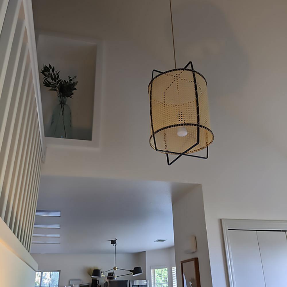 Solara Pendelleuchte Rattan Geflecht Rahmen Industrie-Letslighting