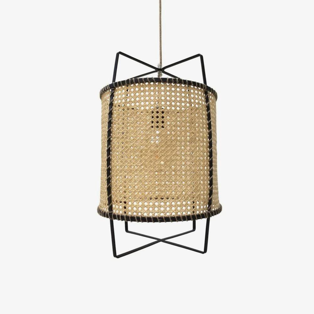 Solara Pendelleuchte Rattan Geflecht Rahmen Industrie-Letslighting