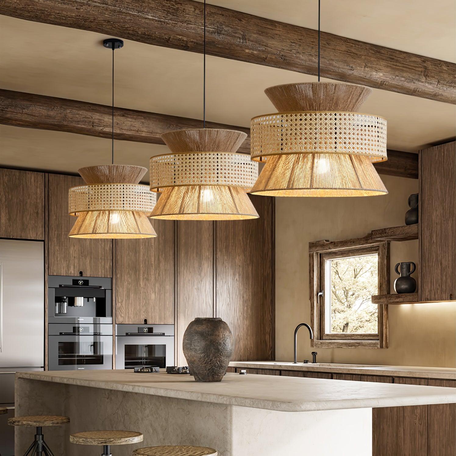 Ophelia Pendelleuchte Natur Rattan Geflochten-Letslighting