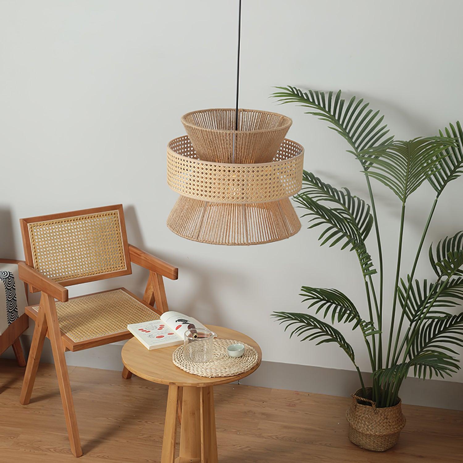 Ophelia Pendelleuchte Natur Rattan Geflochten-Letslighting