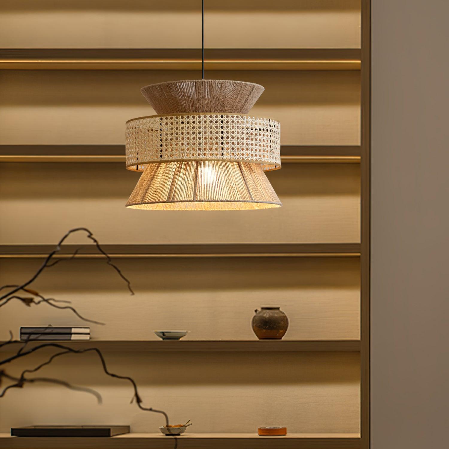 Ophelia Pendelleuchte Natur Rattan Geflochten-Letslighting