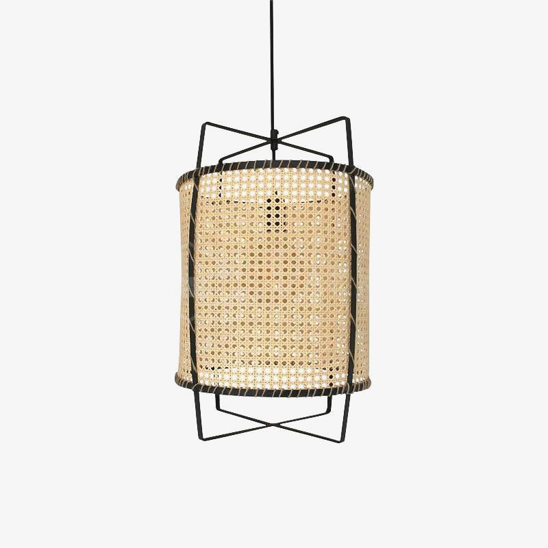 Solara Pendelleuchte Rattan Geflecht Rahmen Industrie-Letslighting