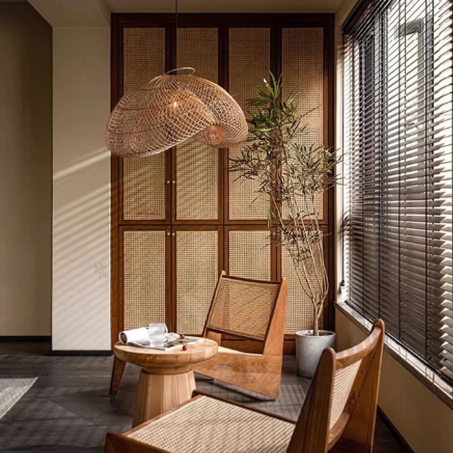 Averon Vintage Rattan Pendelleuchte-Letslighting