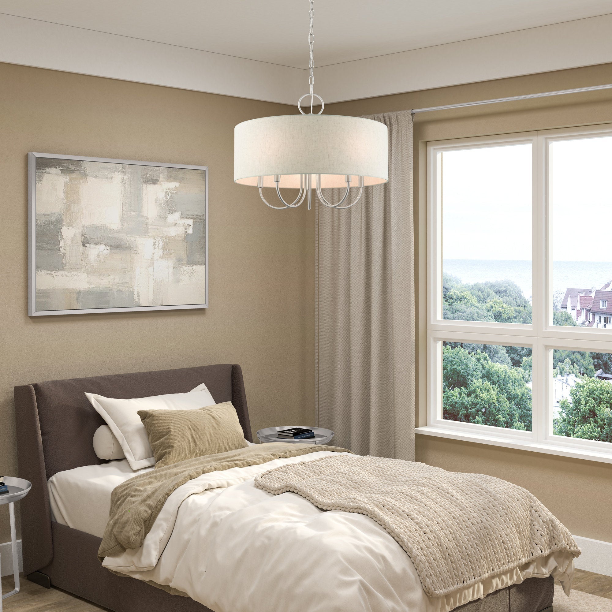 Ovyneth Klassischer Vintage-Trommel-Stoff-Kronleuchter-Letslighting