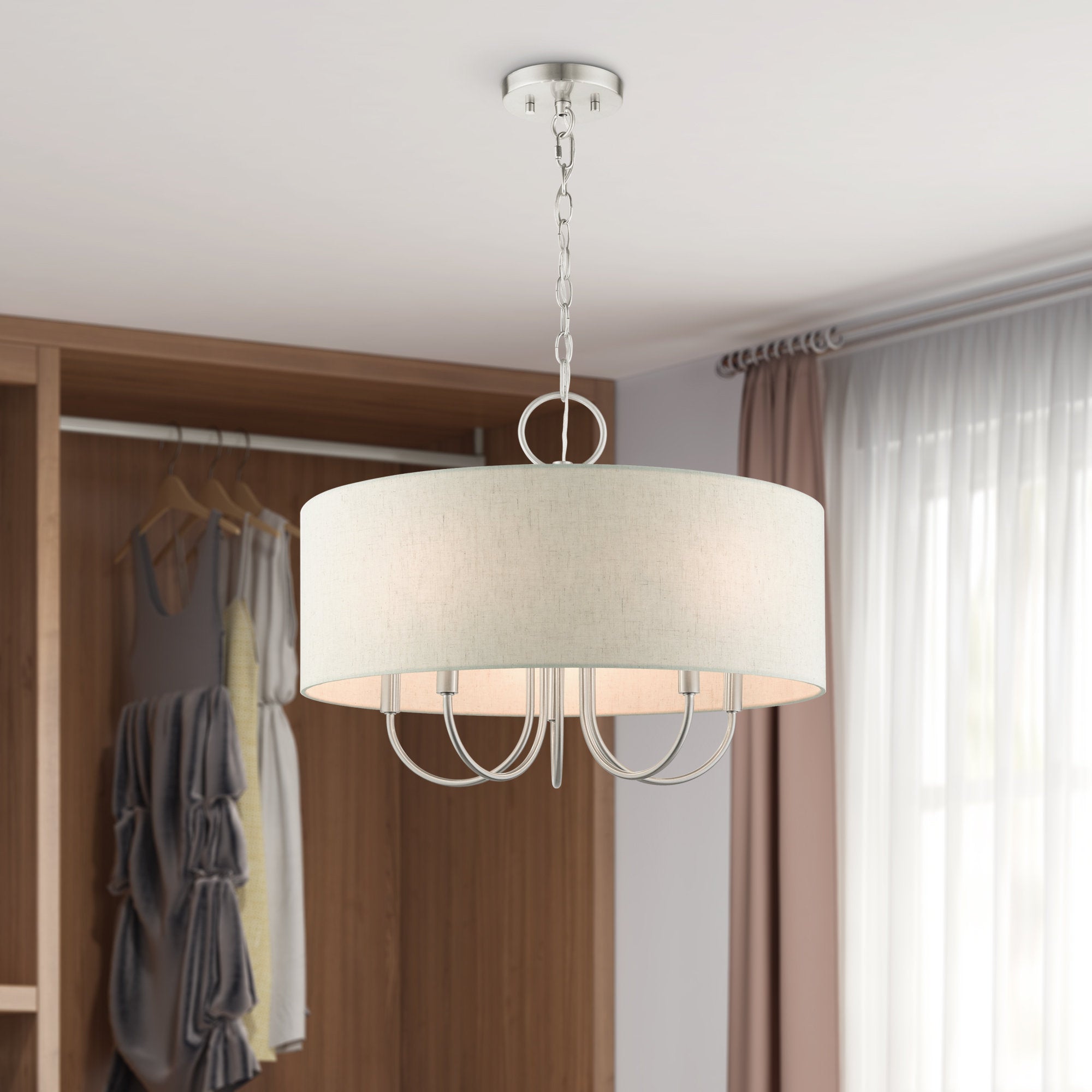 Ovyneth Klassischer Vintage-Trommel-Stoff-Kronleuchter-Letslighting