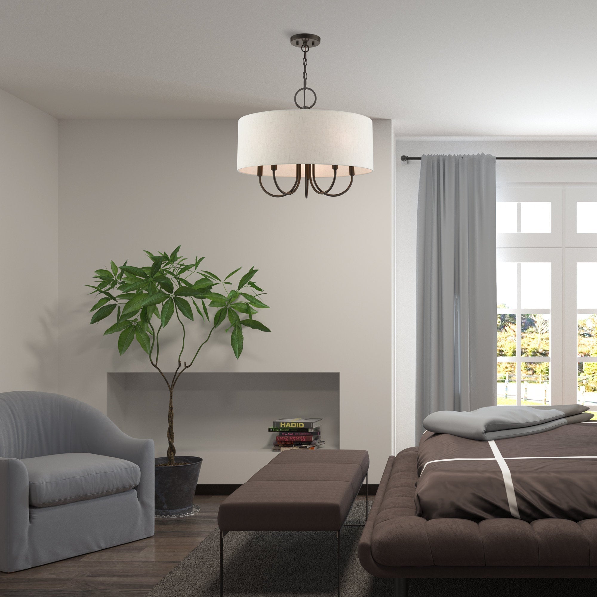 Ovyneth Klassischer Vintage-Trommel-Stoff-Kronleuchter-Letslighting