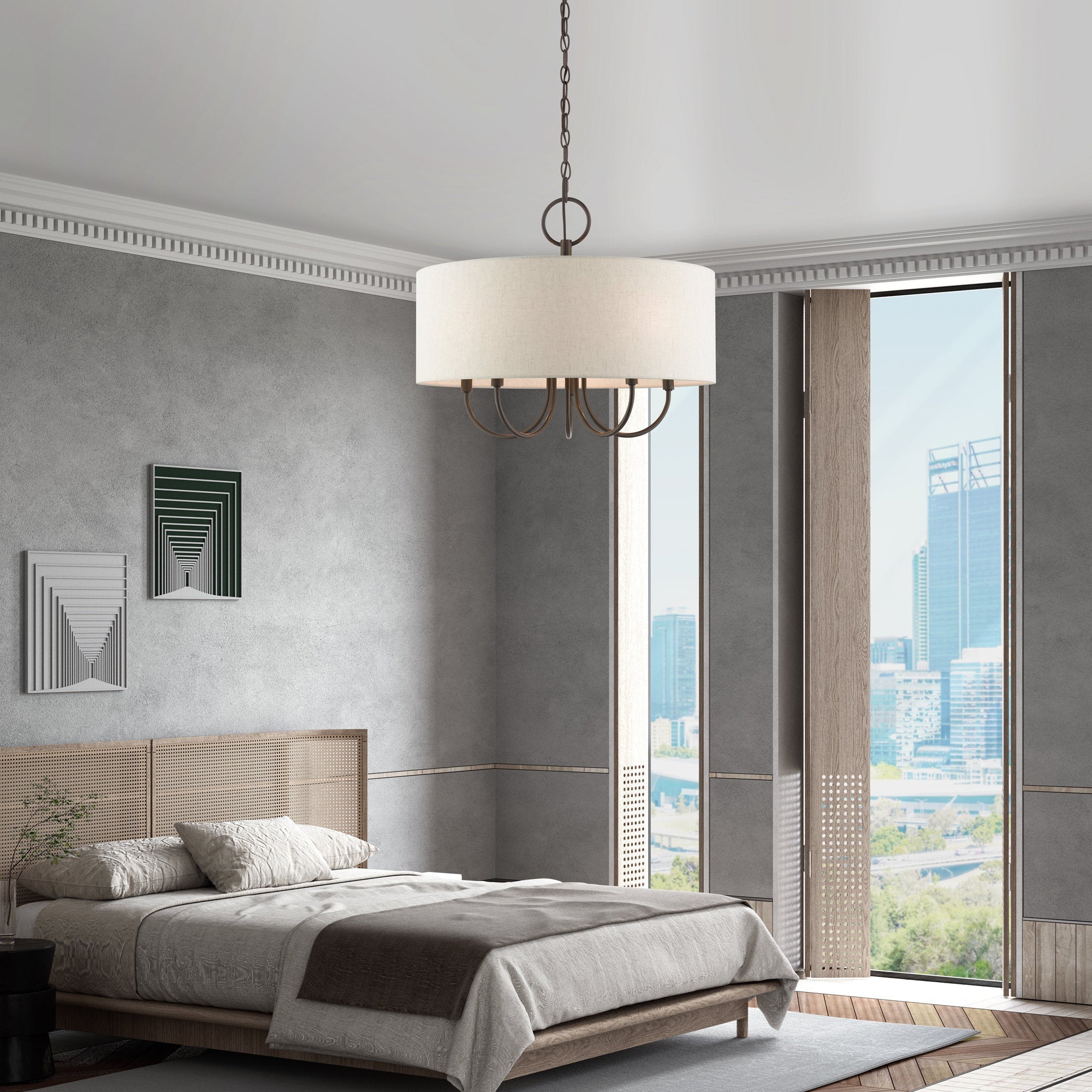 Ovyneth Klassischer Vintage-Trommel-Stoff-Kronleuchter-Letslighting