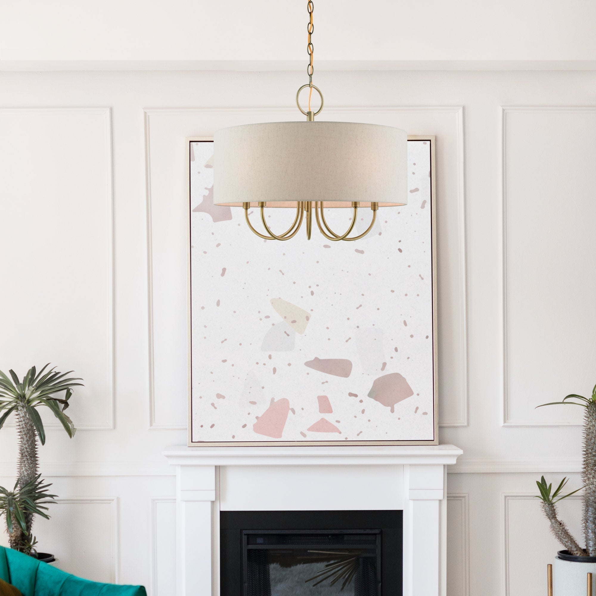 Ovyneth Klassischer Vintage-Trommel-Stoff-Kronleuchter-Letslighting
