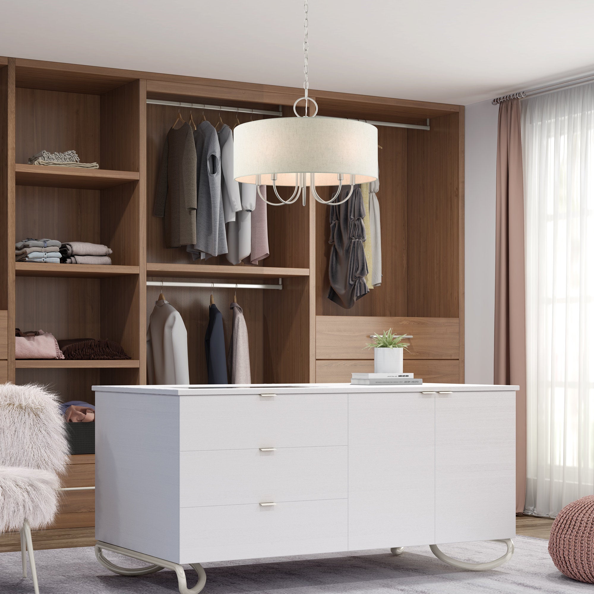Ovyneth Klassischer Vintage-Trommel-Stoff-Kronleuchter-Letslighting