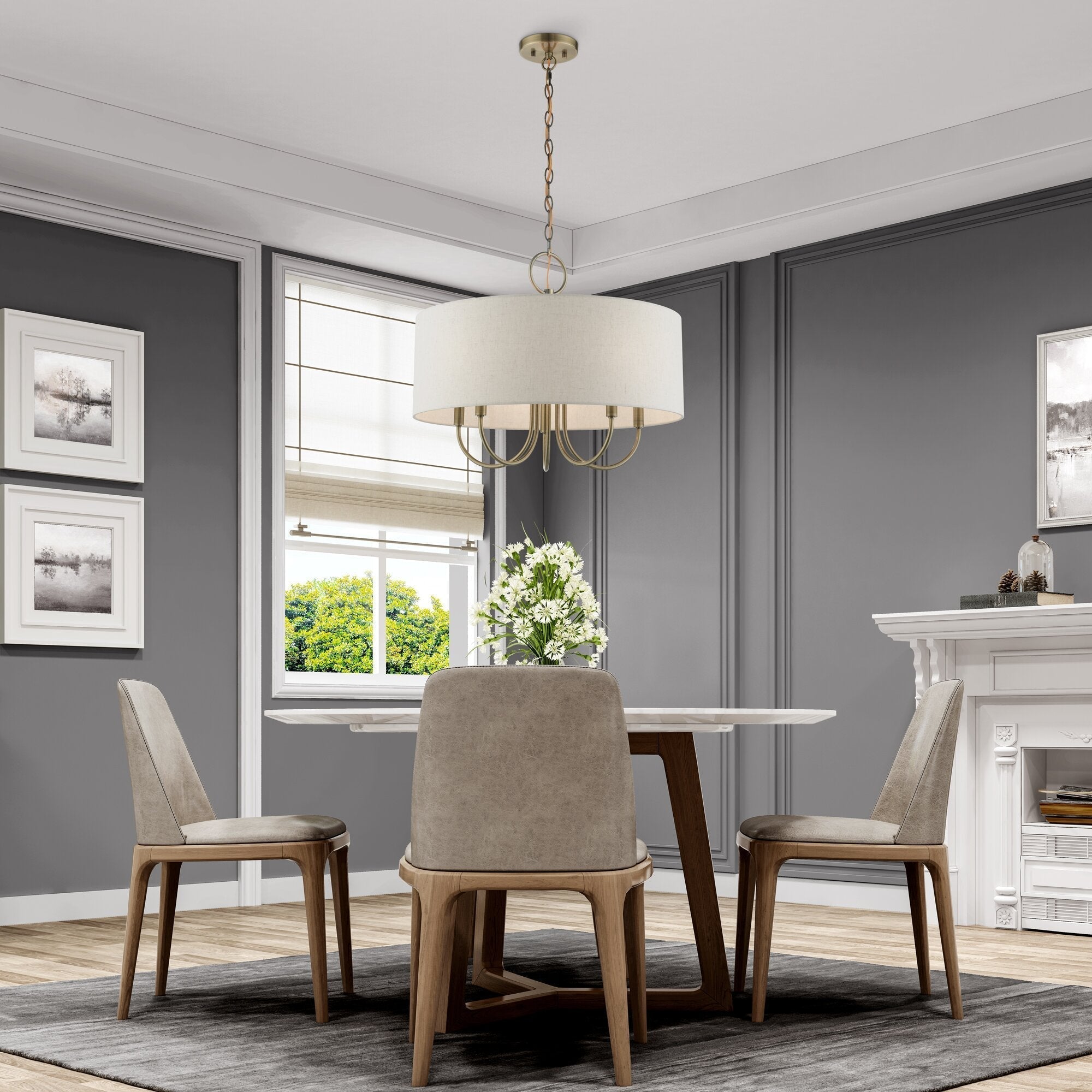 Ovyneth Klassischer Vintage-Trommel-Stoff-Kronleuchter-Letslighting