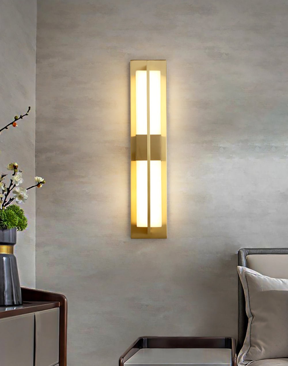 Caspian Alabaster Brass Wall Light - Neutralighting