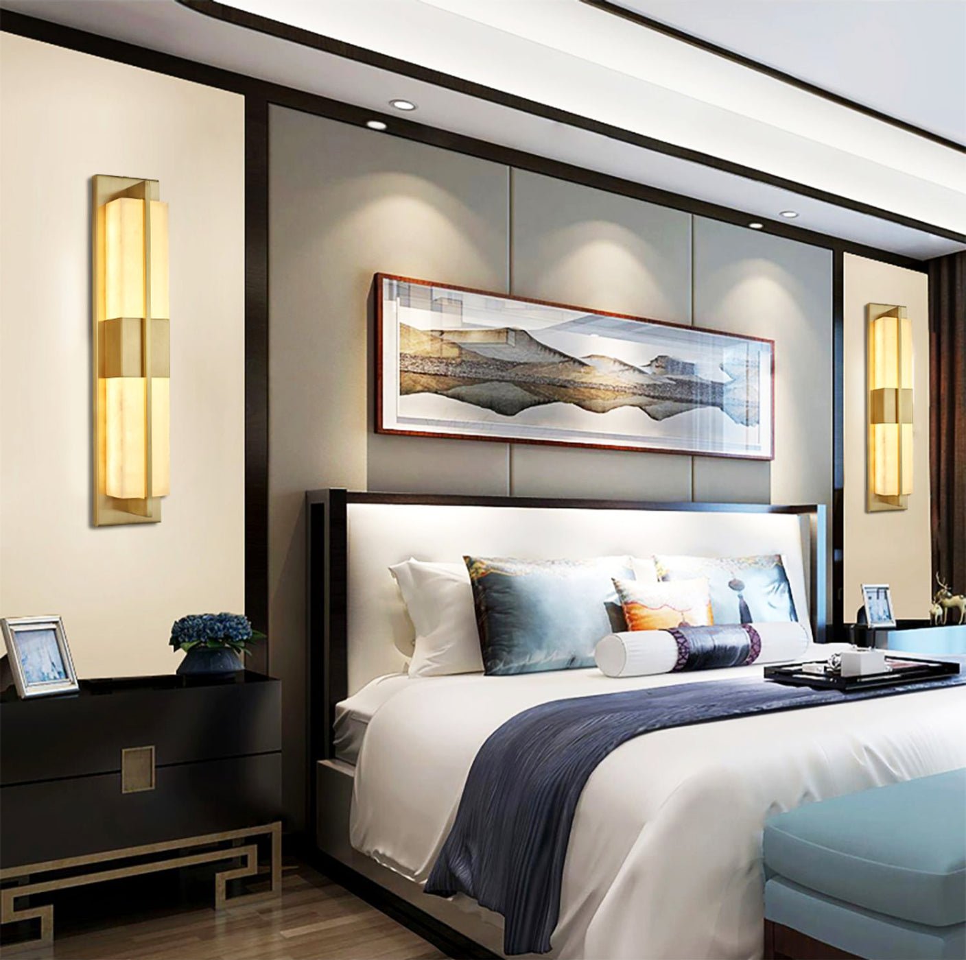 Caspian Alabaster Brass Wall Light - Neutralighting