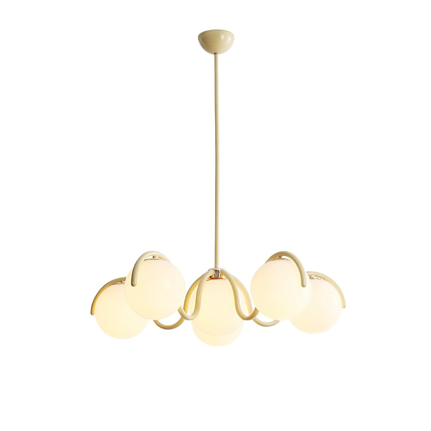 Pheva Geschwungener linearer Kronleuchter in Rot & Silber