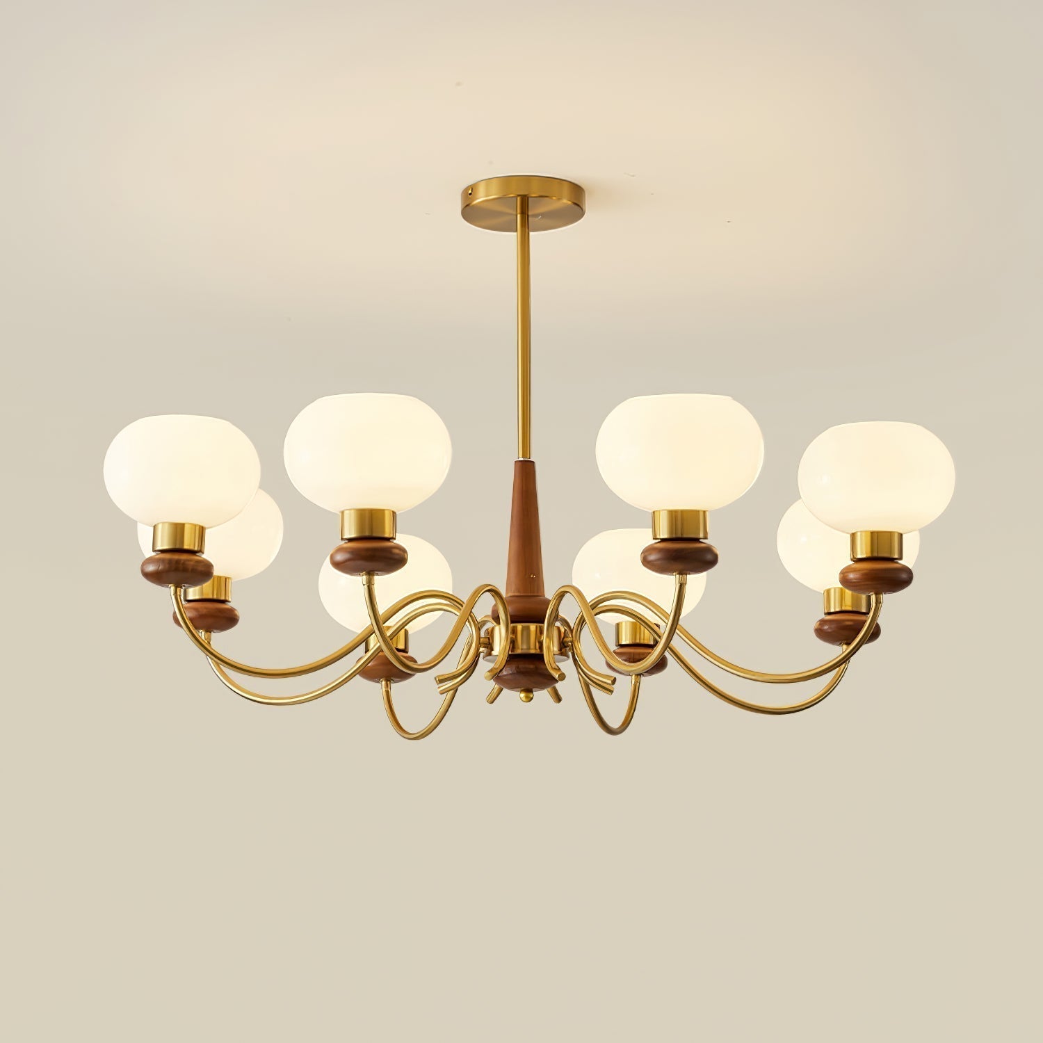 Lustra Kronleuchter Messing Holz Globe Classic-Letslighting