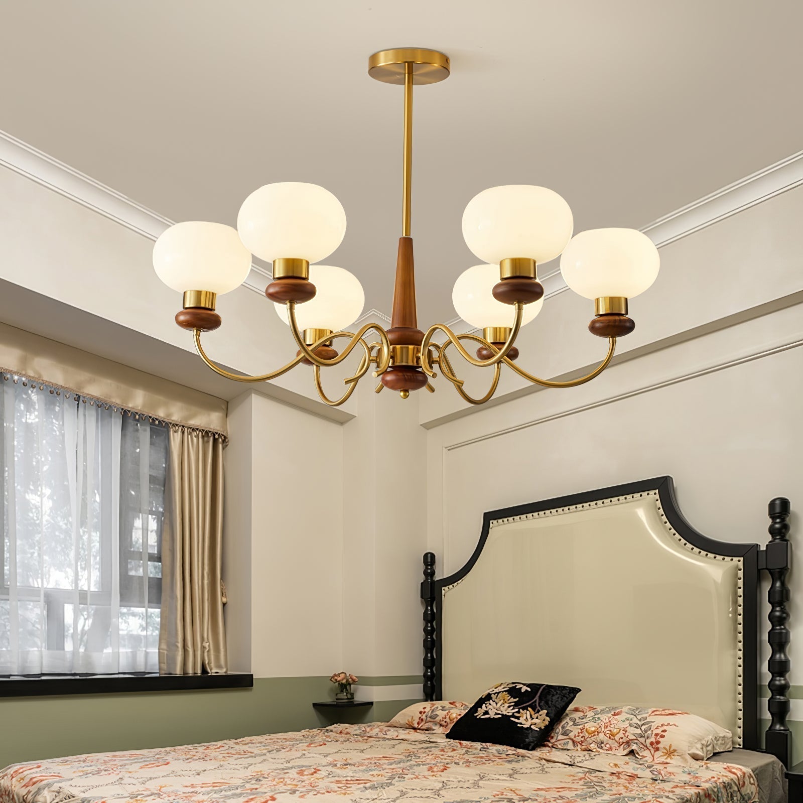 Lustra Kronleuchter Messing Holz Globe Classic-Letslighting