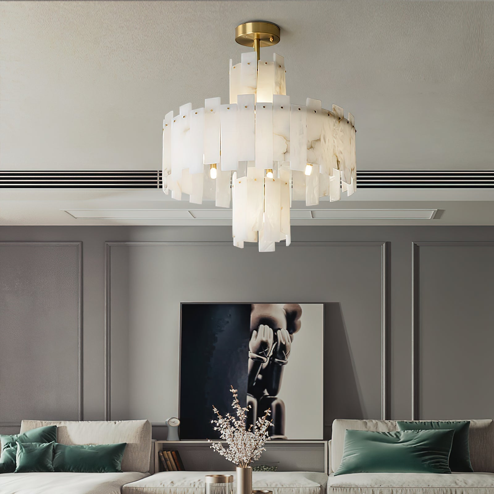 Zosolia Postmodern Luxury Brass Alabaster Chandelier - Letslighting