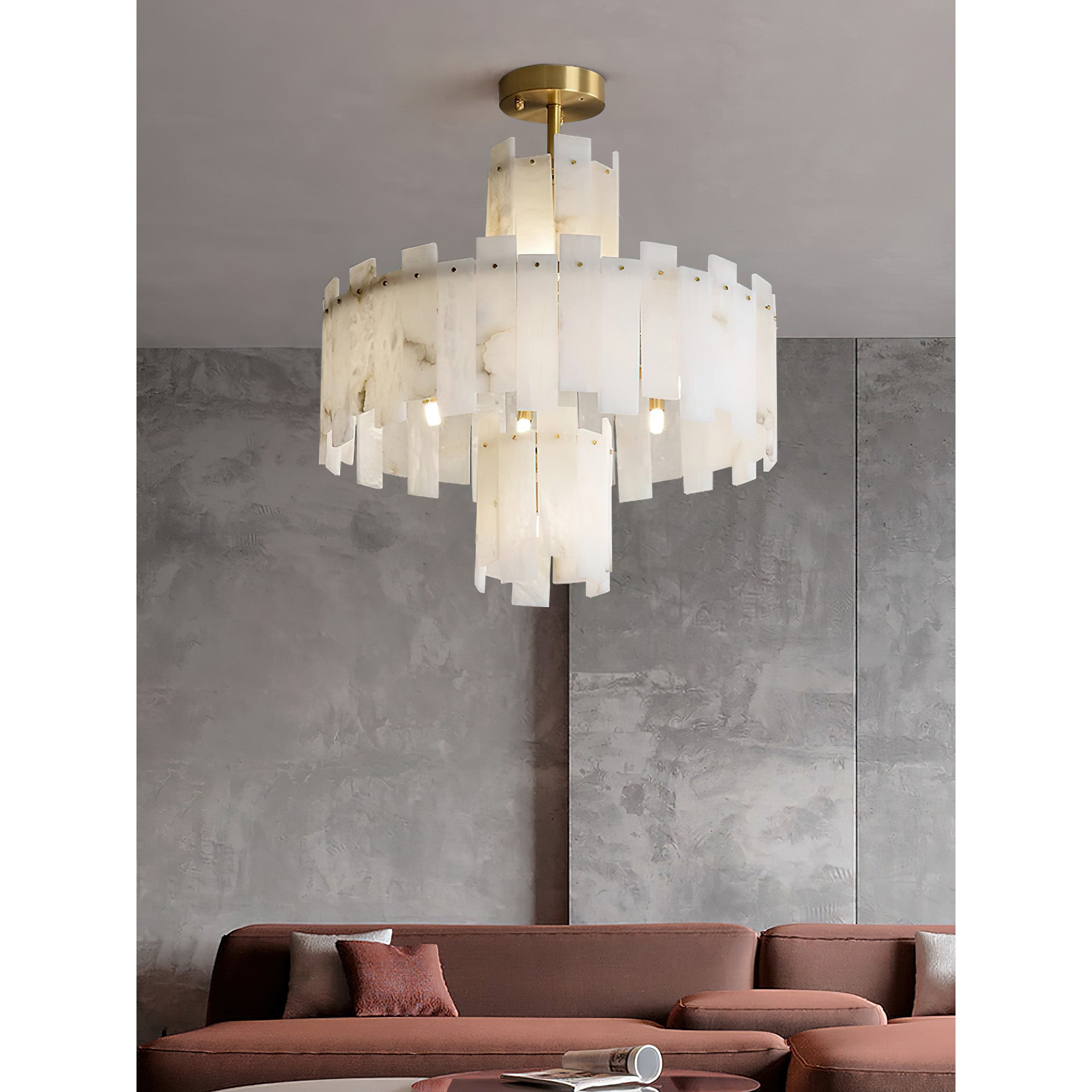 Zosolia Postmodern Luxury Brass Alabaster Chandelier - Letslighting