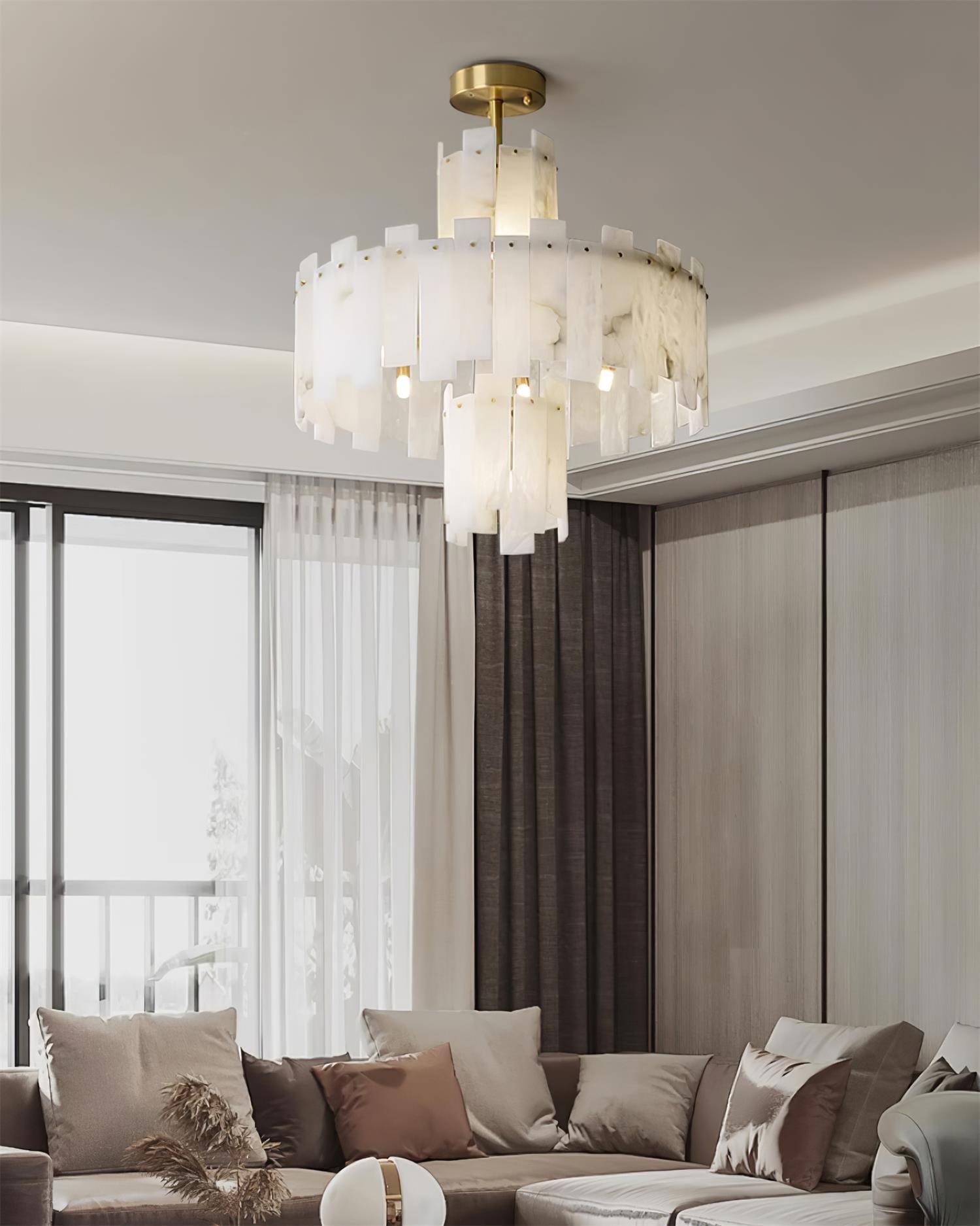 Soraya Art Deco Alabaster Chandelier - Neutralighting