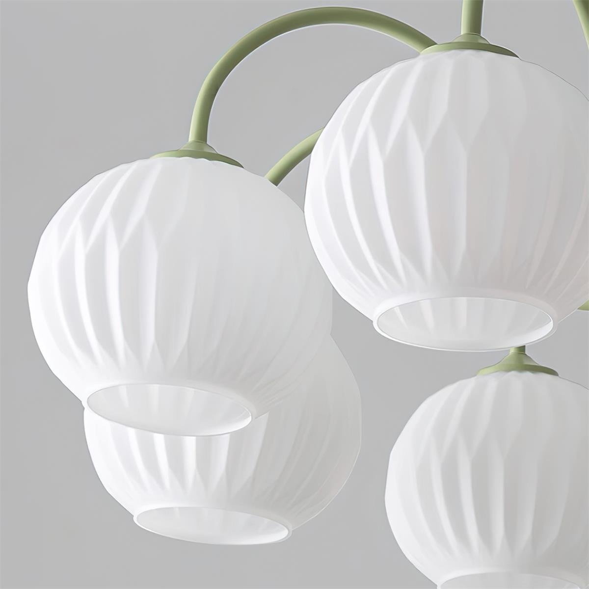 Lustra Chandelier Green Ribbed Glass Modern 8-Light-Letslighting