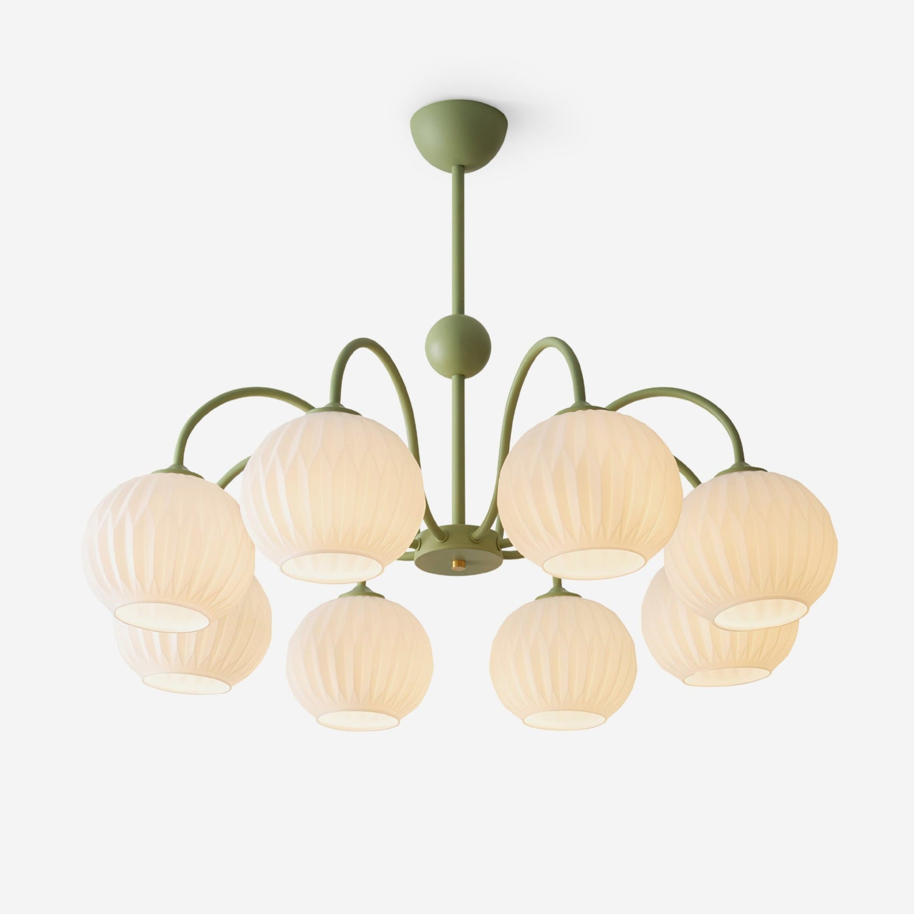 Lustra Chandelier Green Ribbed Glass Modern 8-Light-Letslighting