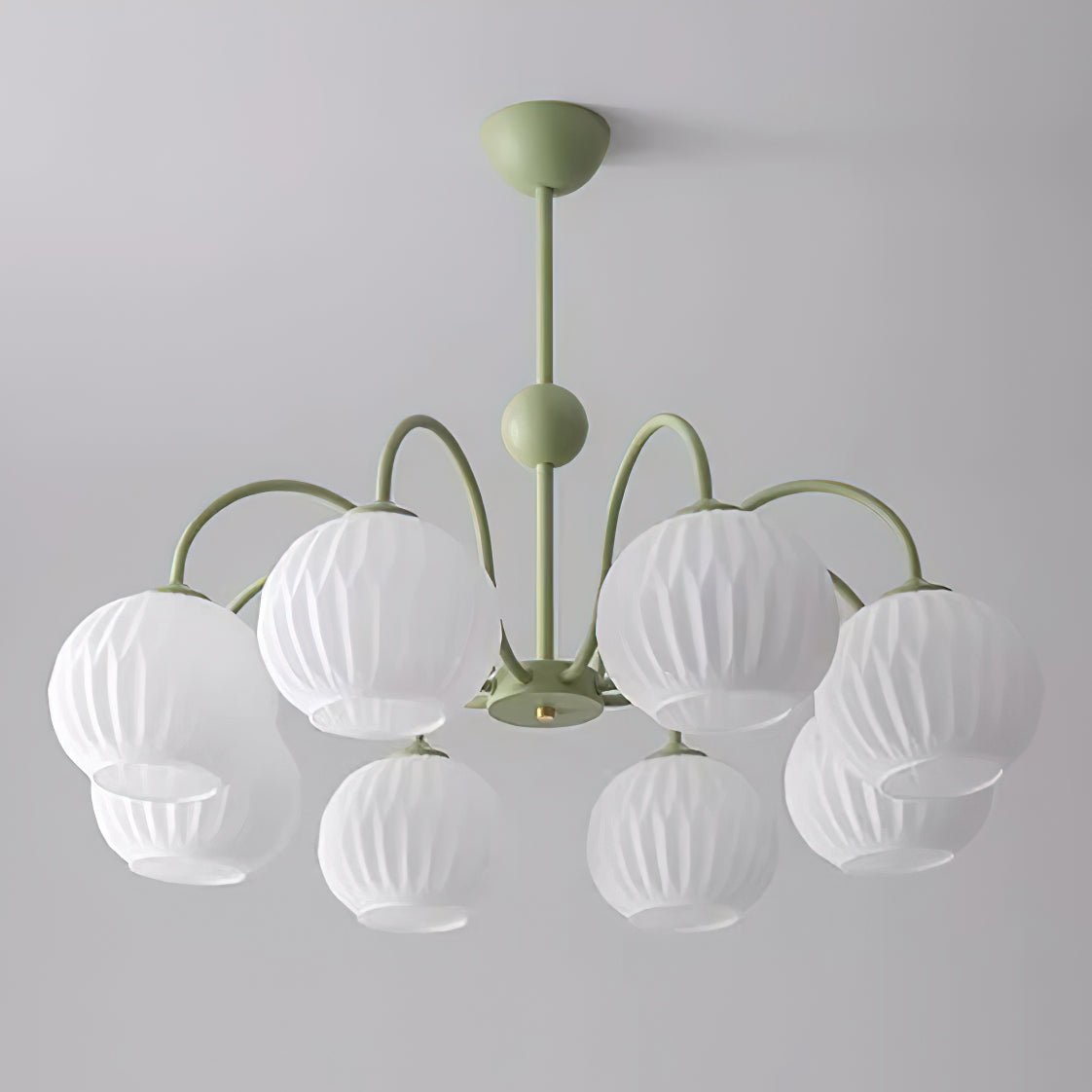 Lustra Chandelier Green Ribbed Glass Modern 8-Light-Letslighting