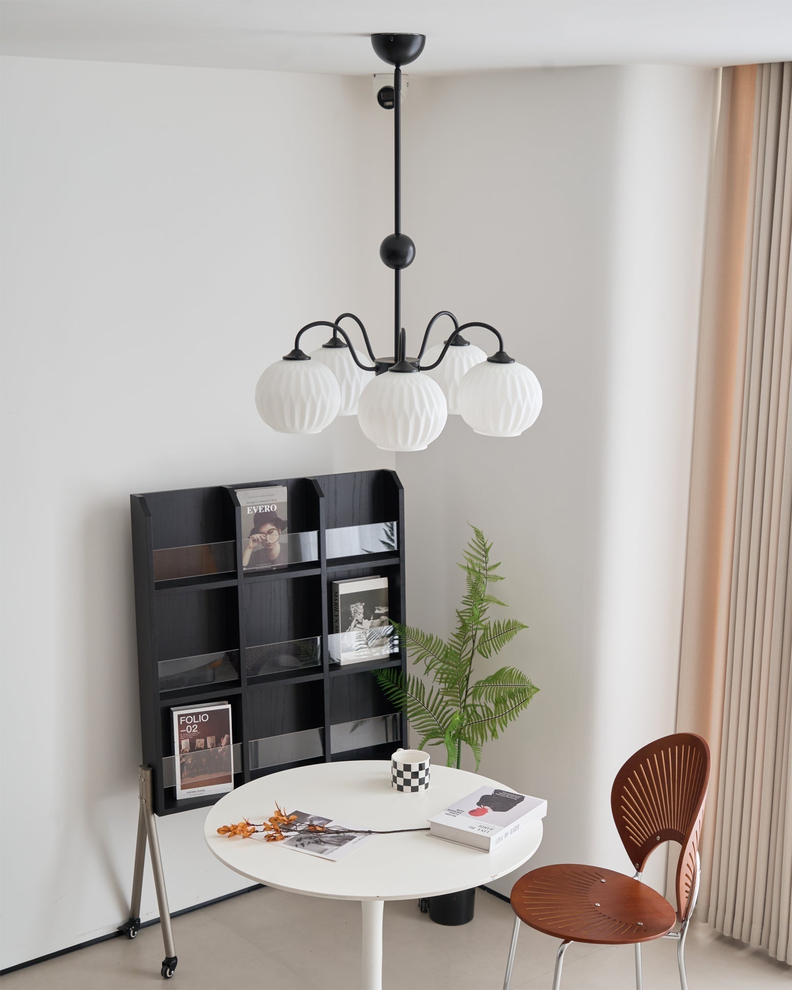 Lustra Chandelier Green Ribbed Glass Modern 8-Light-Letslighting