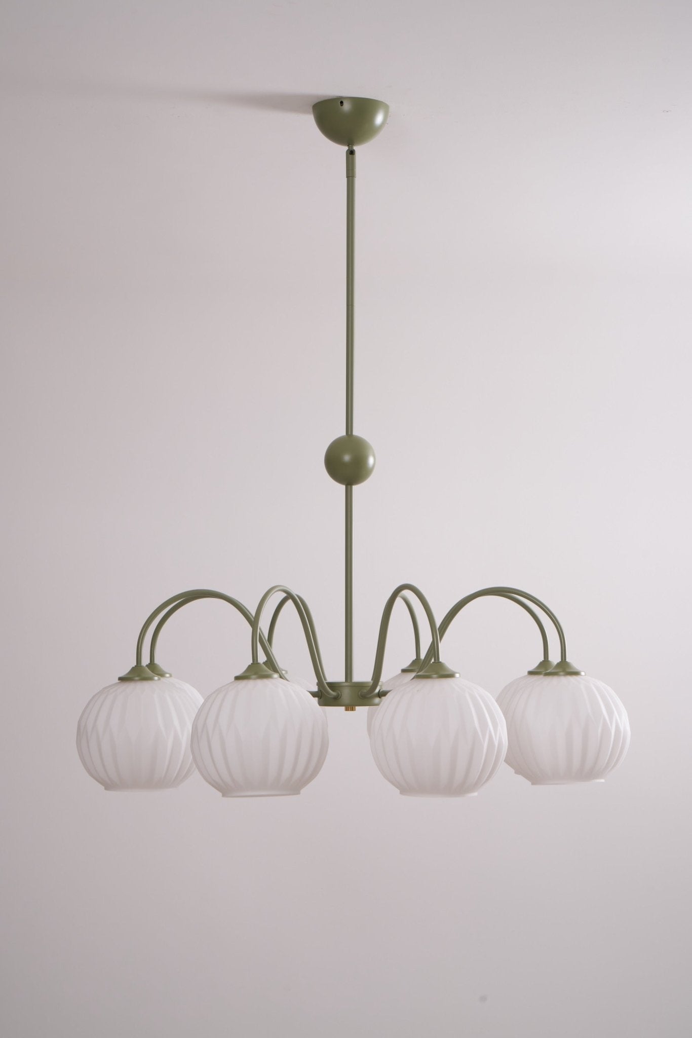 Lustra Chandelier Green Ribbed Glass Modern 8-Light-Letslighting