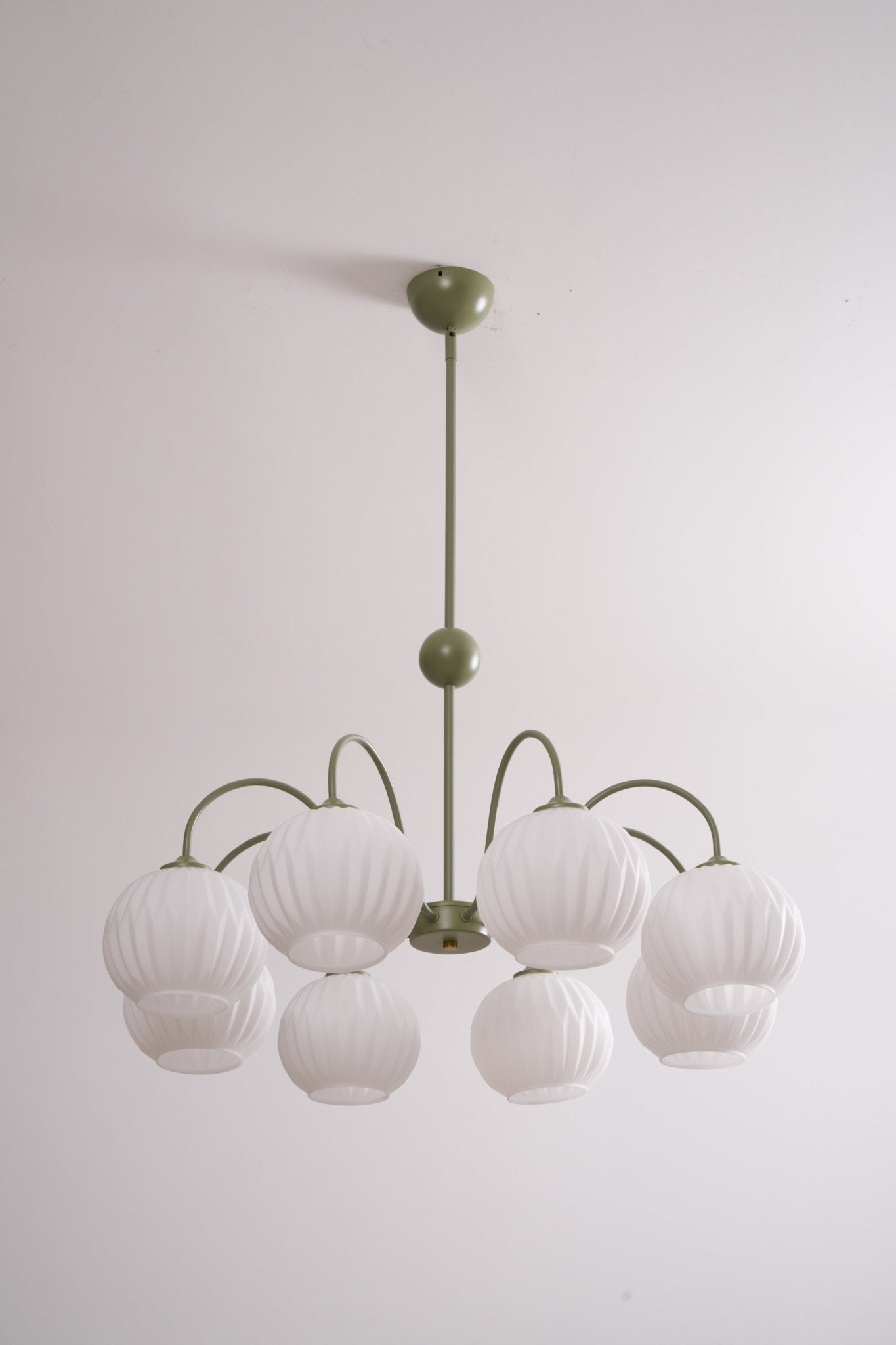 Lustra Chandelier Green Ribbed Glass Modern 8-Light-Letslighting