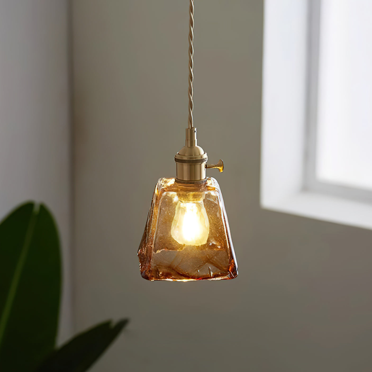 Amberlyn Vintage Amber Glass Pendant Light - Letslighting