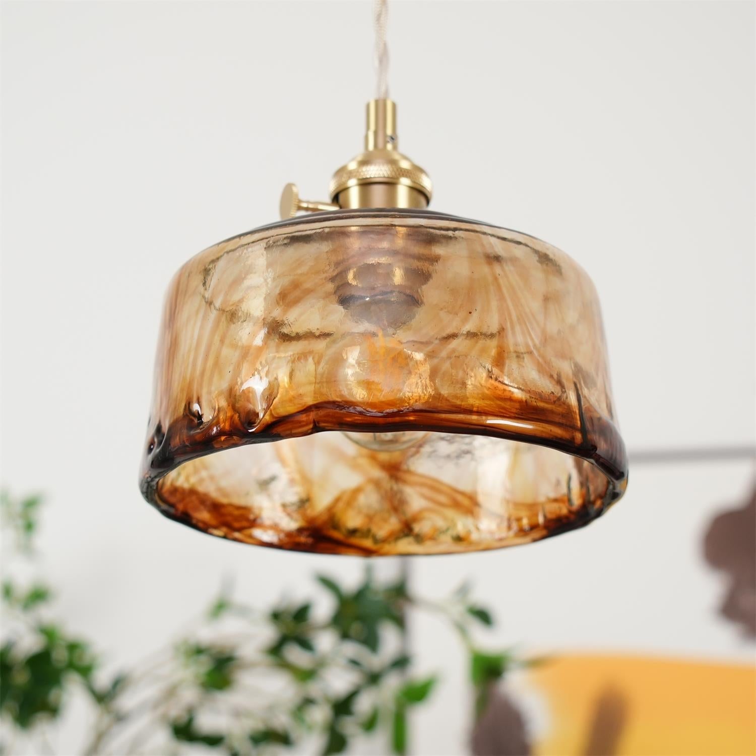 Amberlyn Vintage Amber Glass Pendant Light - Letslighting